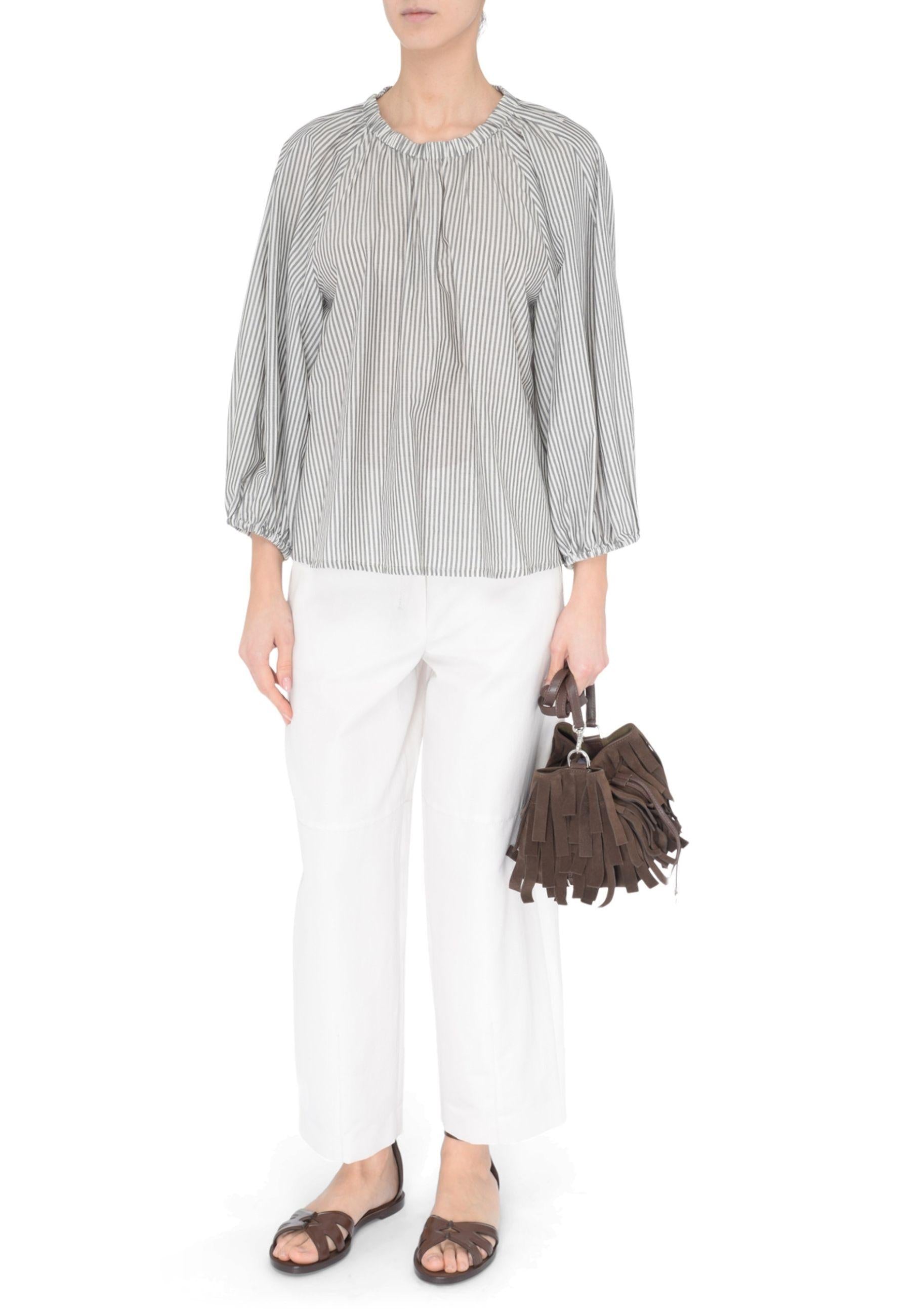 S Max Mara - Pantaloni Jack in Canvas di Cotone, Lino e Seta