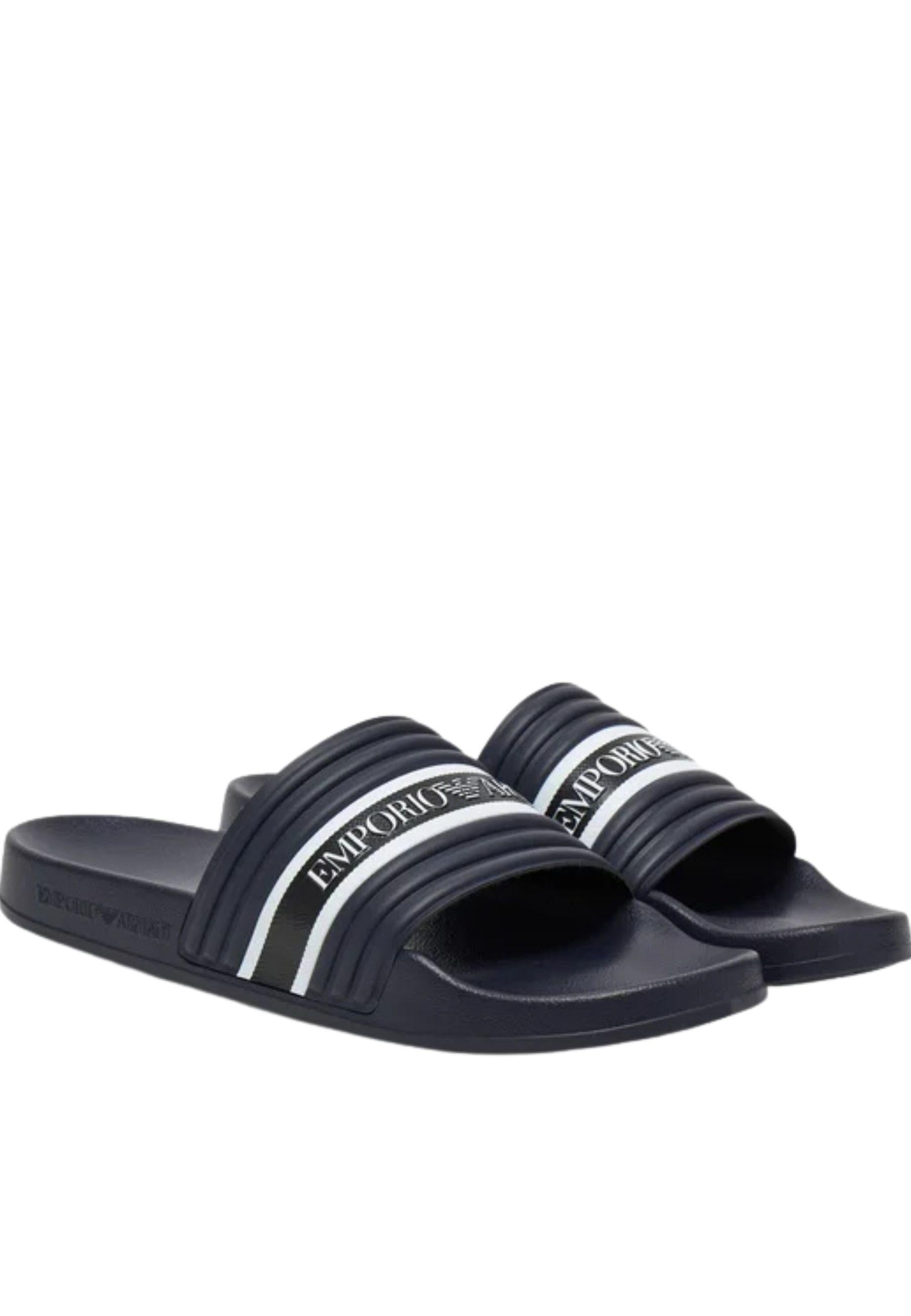 Emporio Armani - Ciabatte slide logo a contrasto