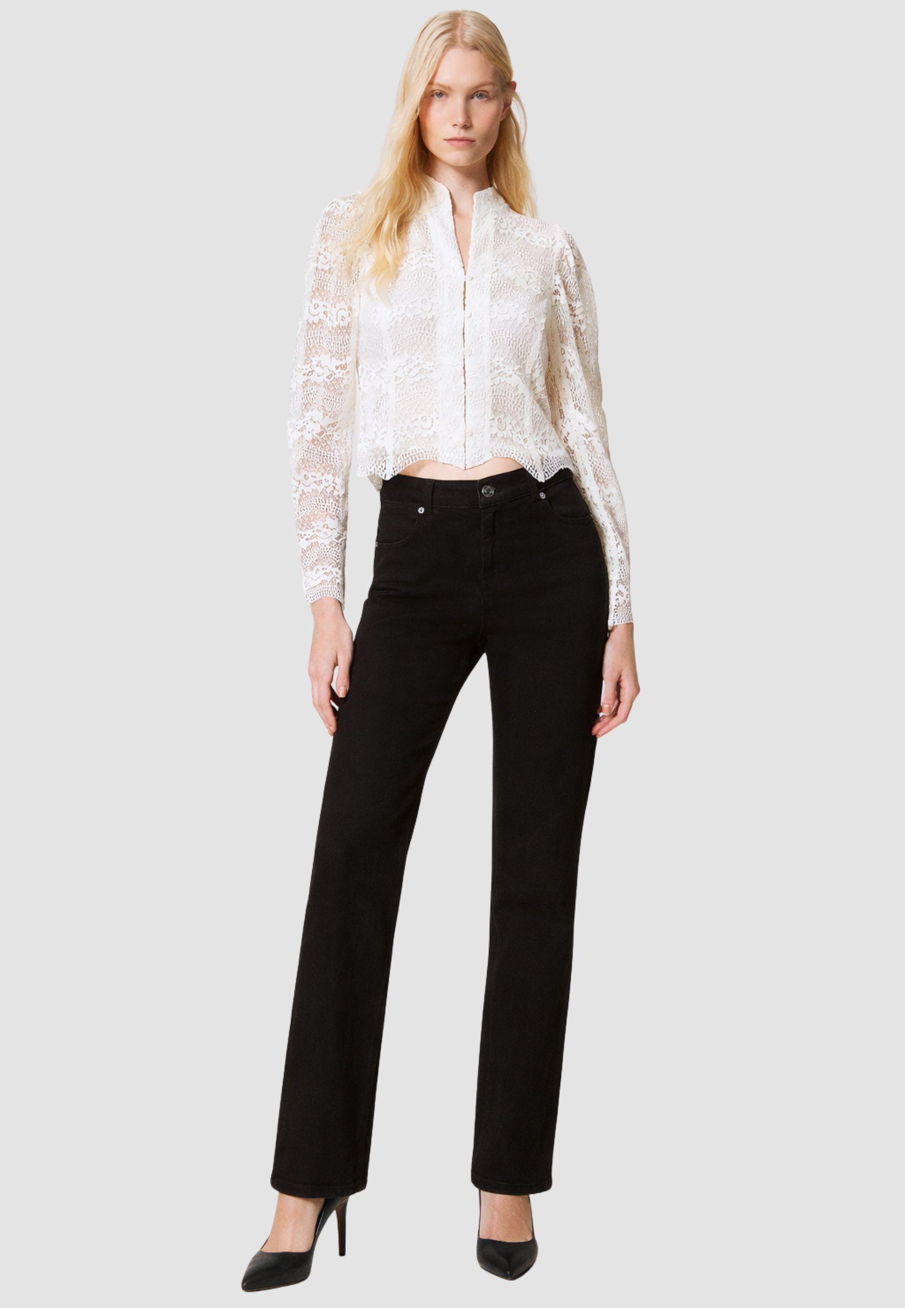 Camicia Twinset in viscosa con inserti in pizzo