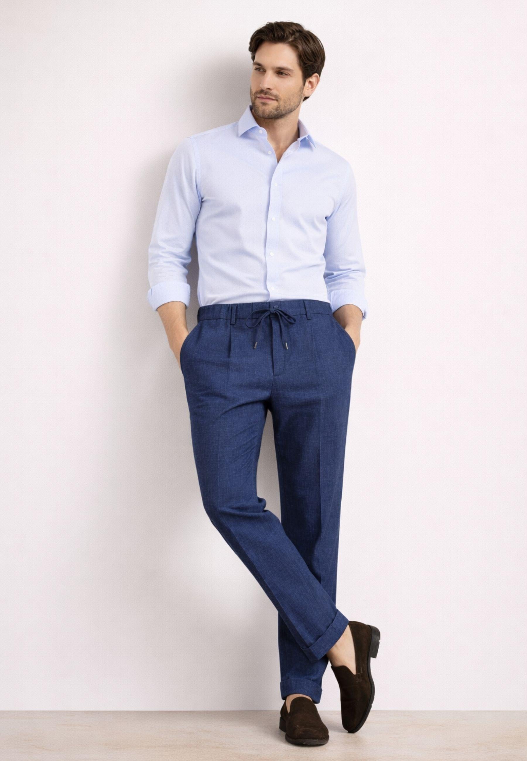 Pantaloni Sartoriali Briglia in Puro Lino