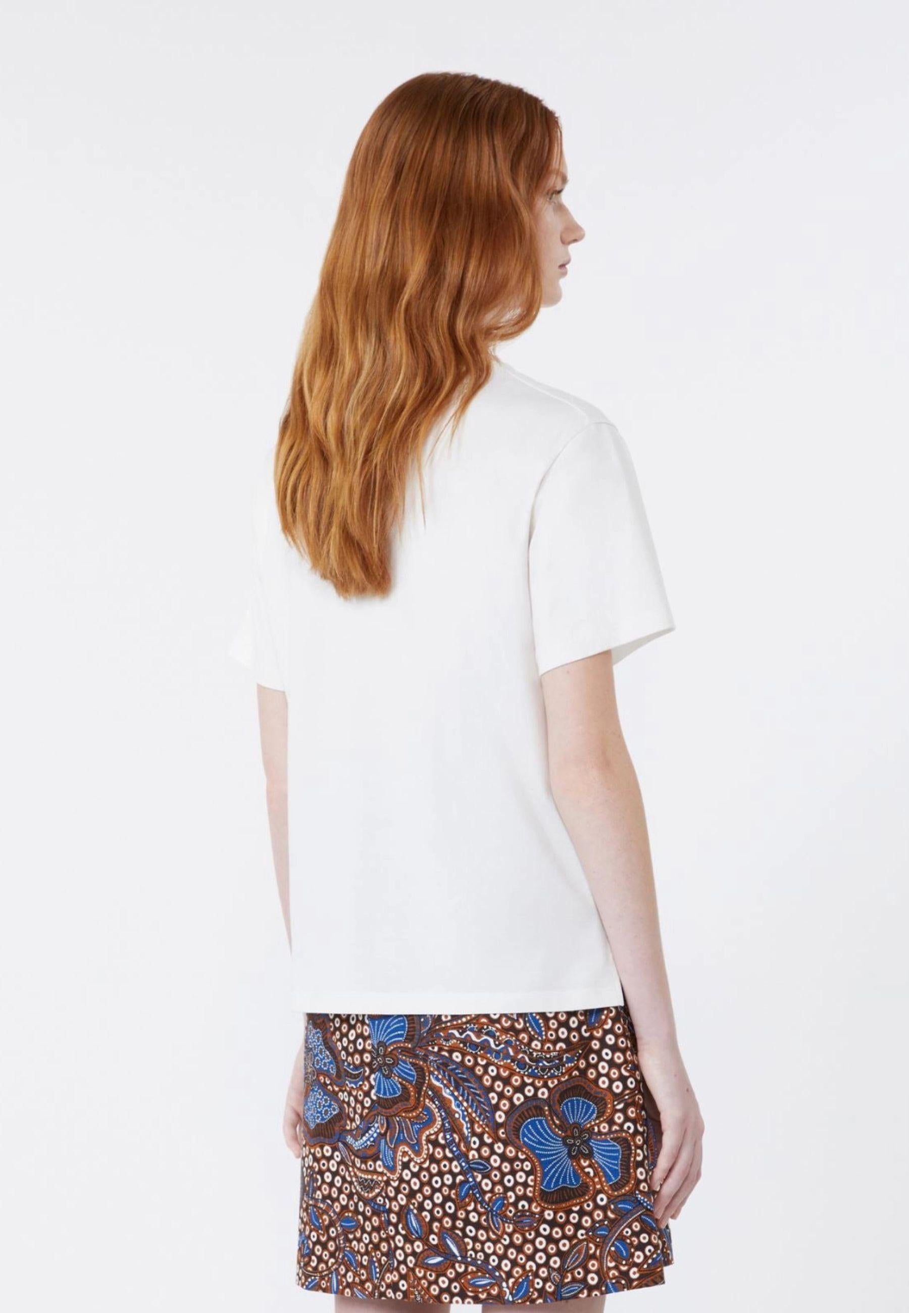 T-shirt in jersey con grafica ricamata - Bianco