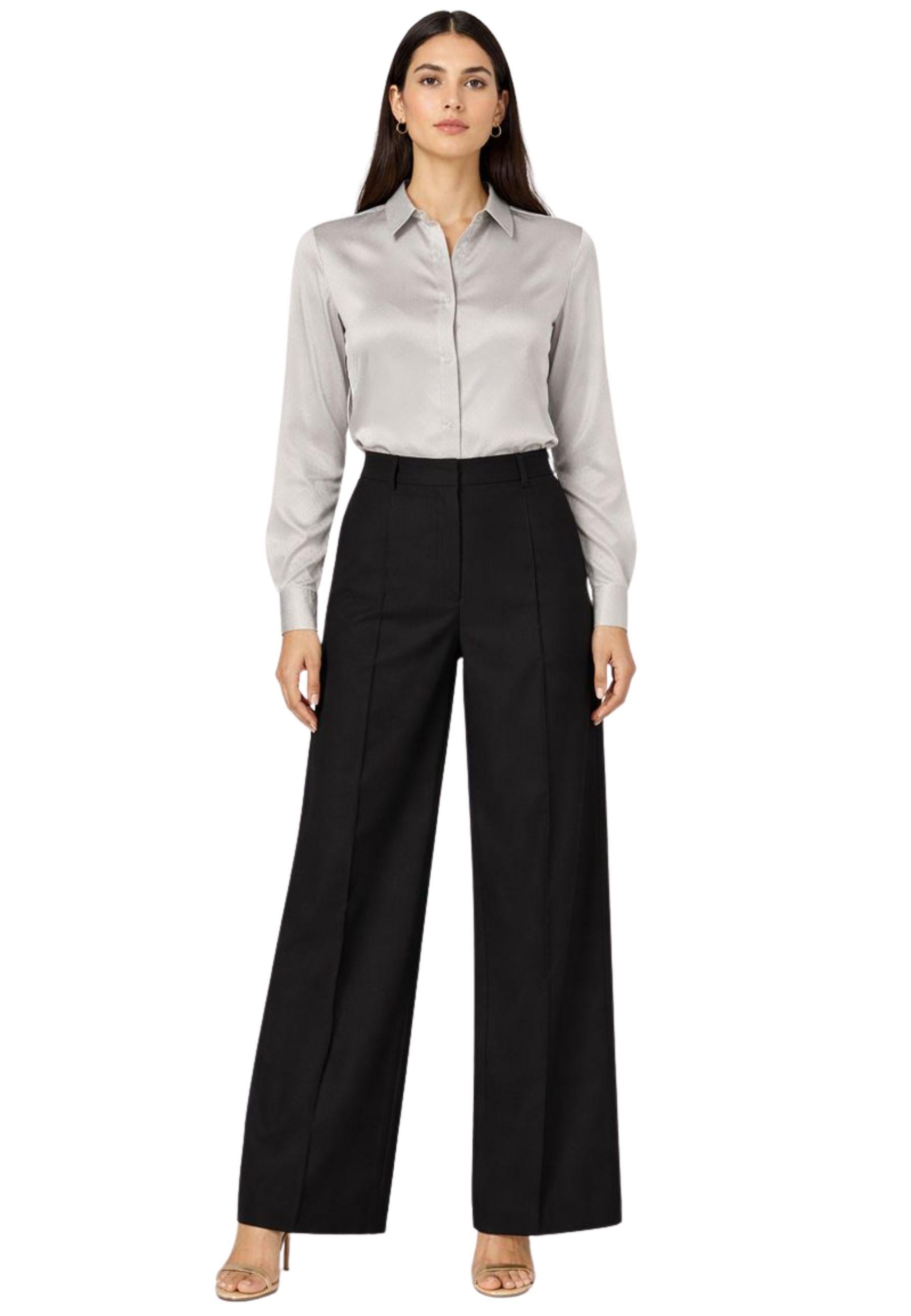 ACTUALEE - Camicia donna in seta con maniche lunghe