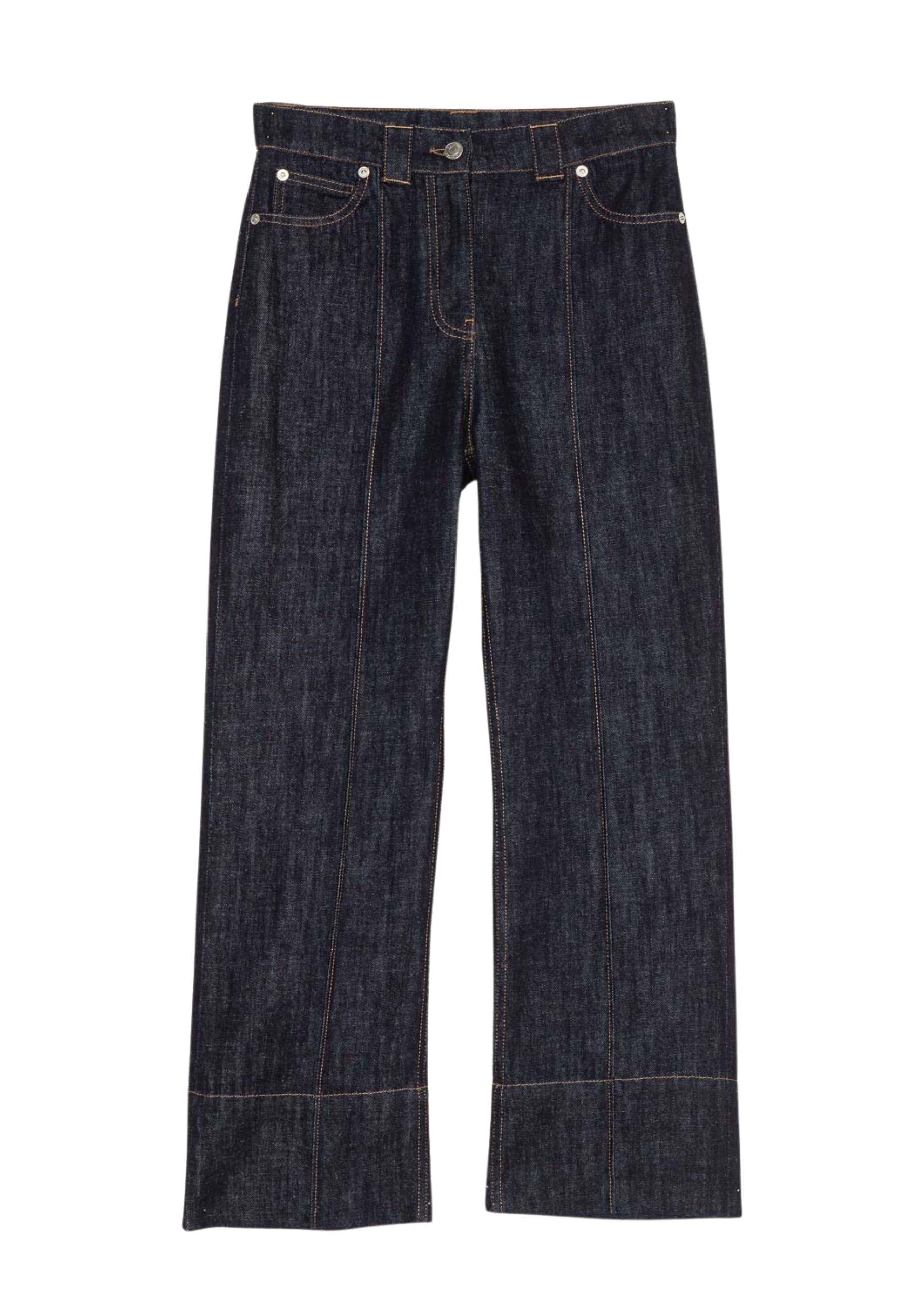 Twinset Jeans cropped a gamba dritta in denim scuro