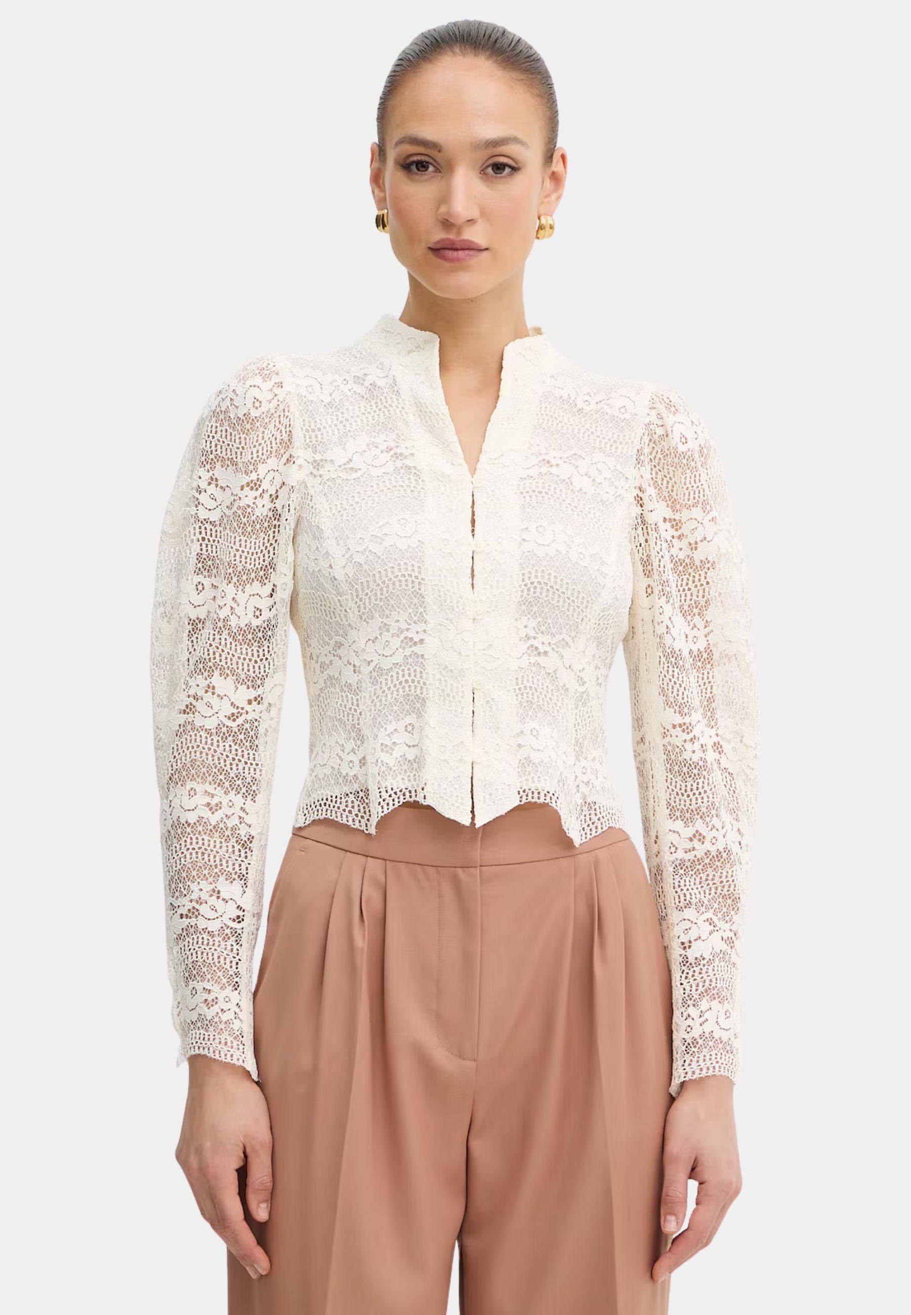 Camicia Twinset in viscosa con inserti in pizzo