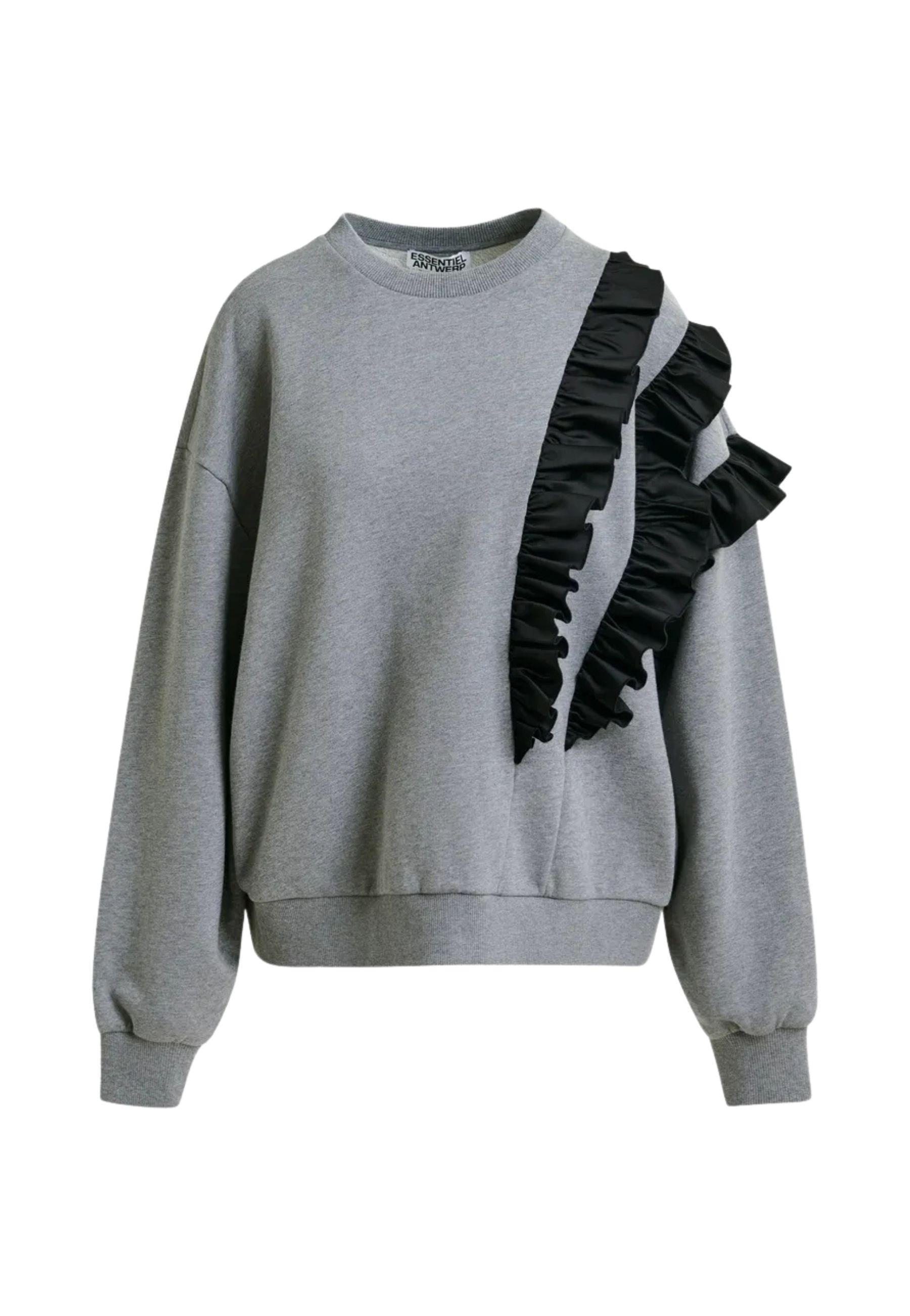Essentiel Antwerp - Felpa grigia con dettaglio ruffle