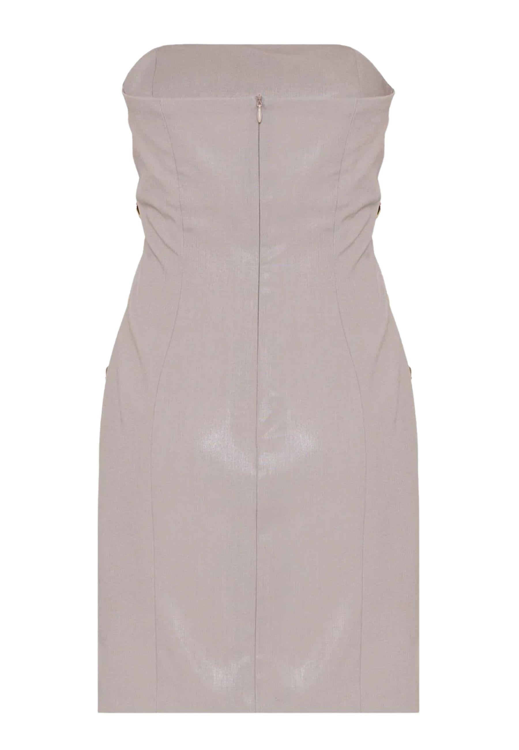 Abito corto bustier in poliviscosa con placcatura trasparente