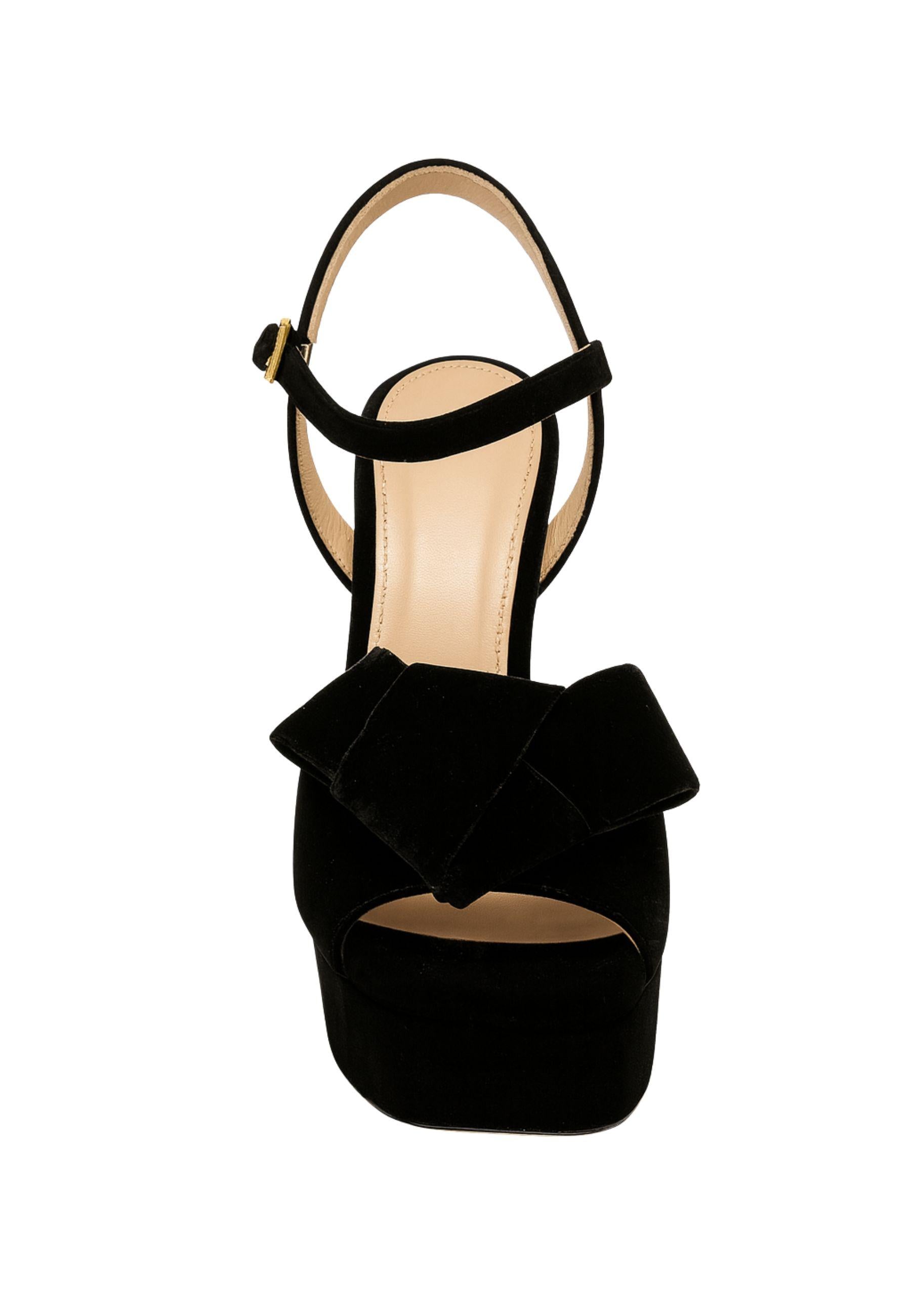 Francesco Sacco - Sandalo in Velluto Nero con Fiocco e Tacco 10 cm