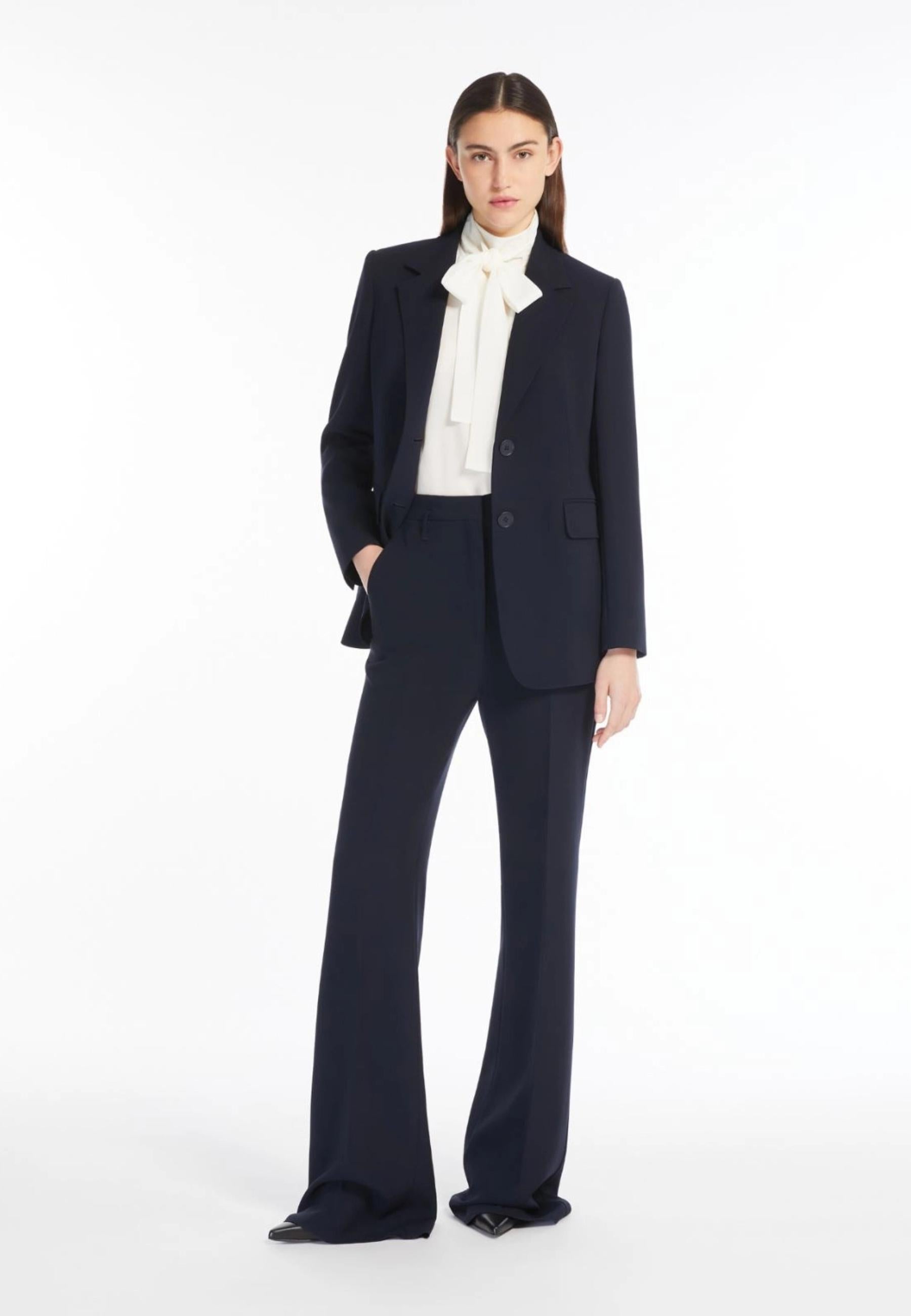 Max Mara Studio - Pantalone a zampa in cady blu