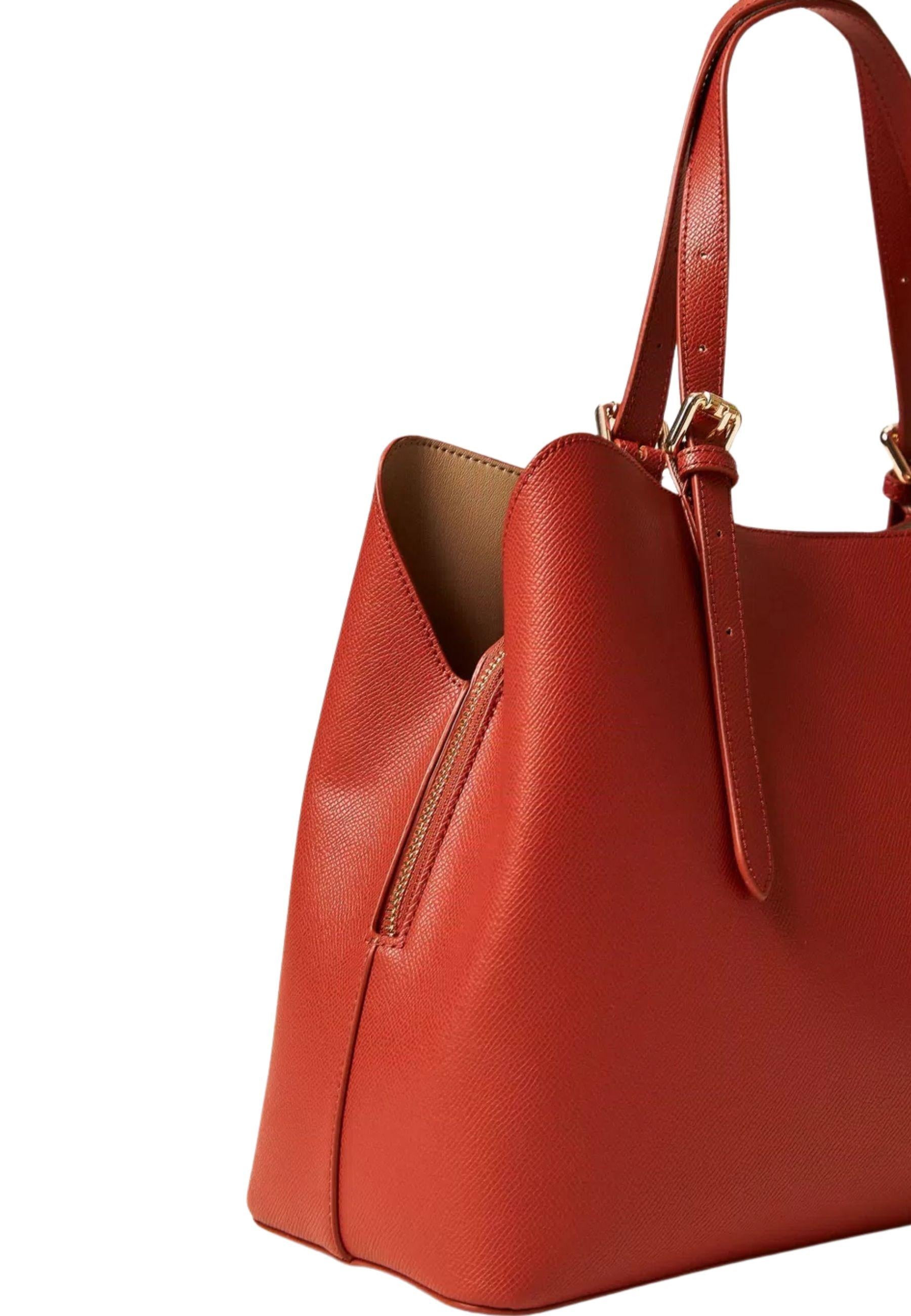 Borsa Tote Bicolor Effetto Pelle Martellata con Fibbie Regolabili