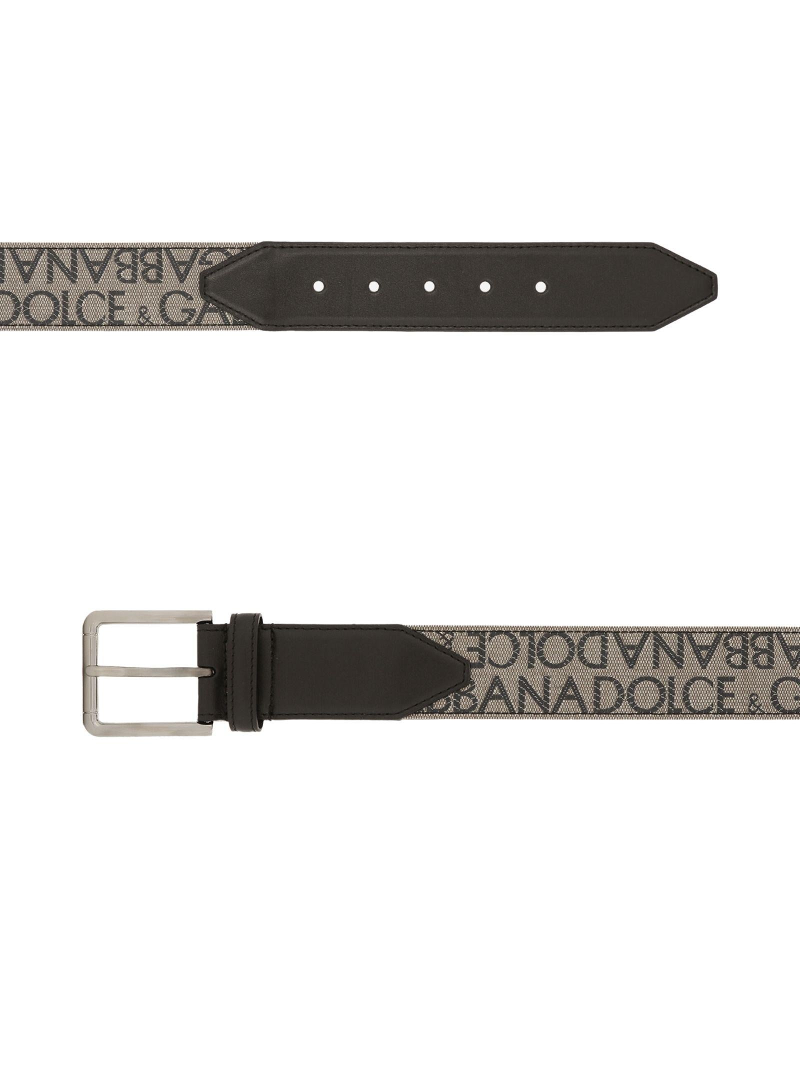 Cintura in jacquard e pelle di vitello