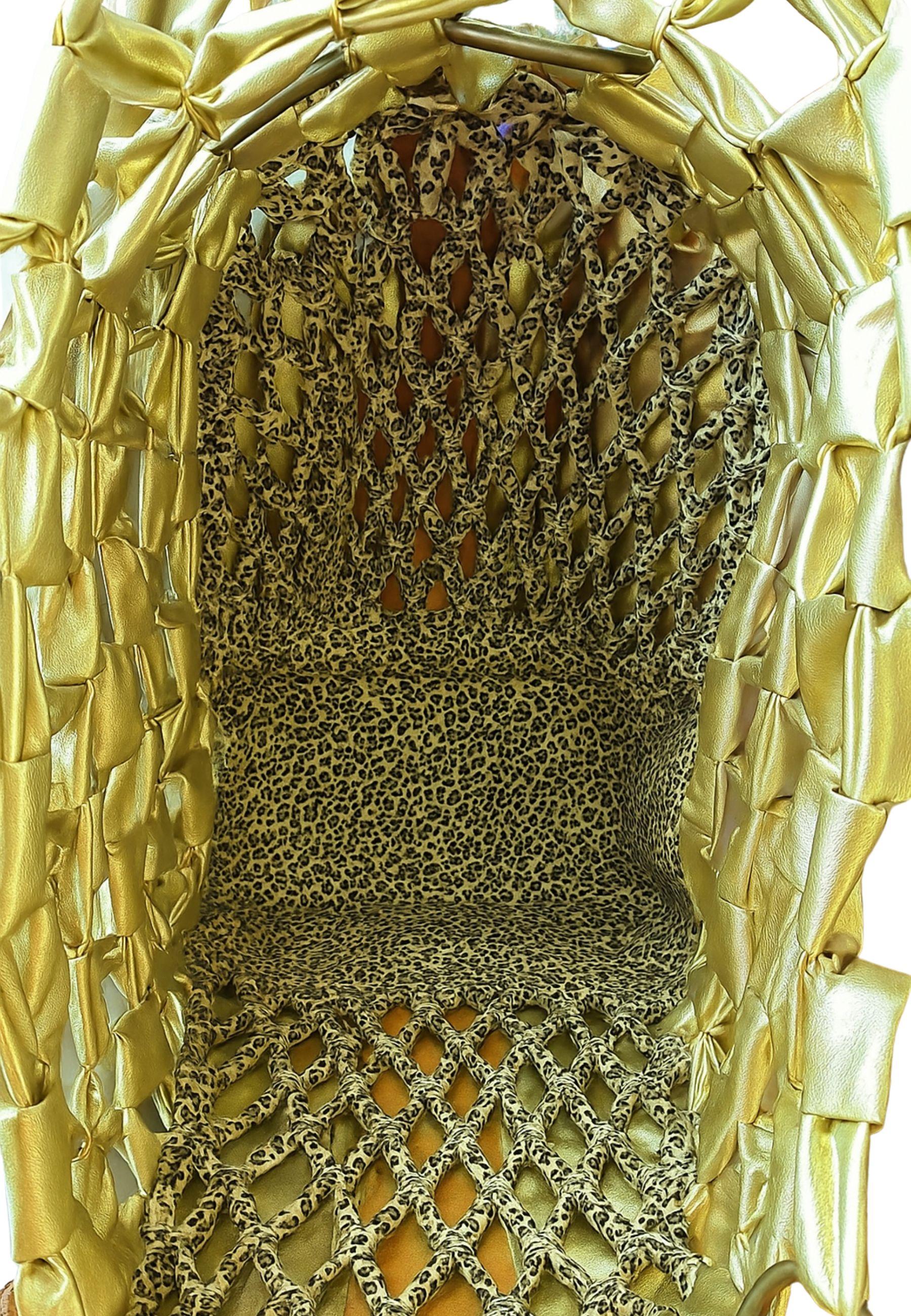 Borsa Mare Intrecciata Emamò - Eleganza Esotica in Oro e Animalier