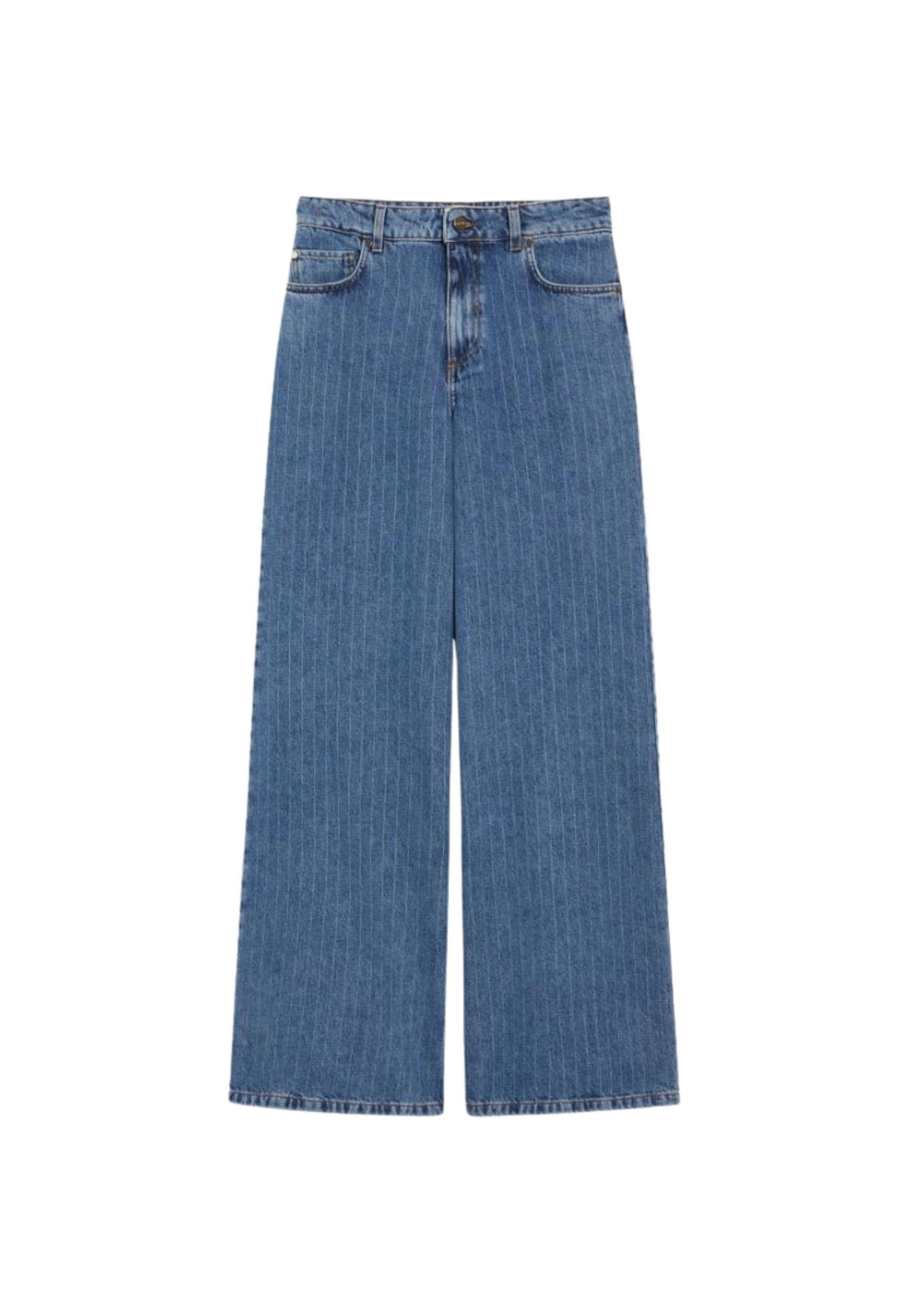 iBlues - Jeans wide leg in denim con motivo rigato