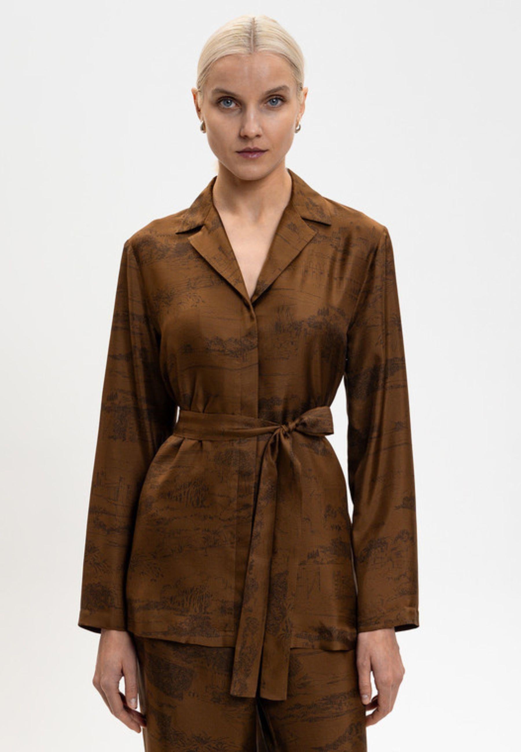 Max Mara - Blusa in seta BITURO marrone