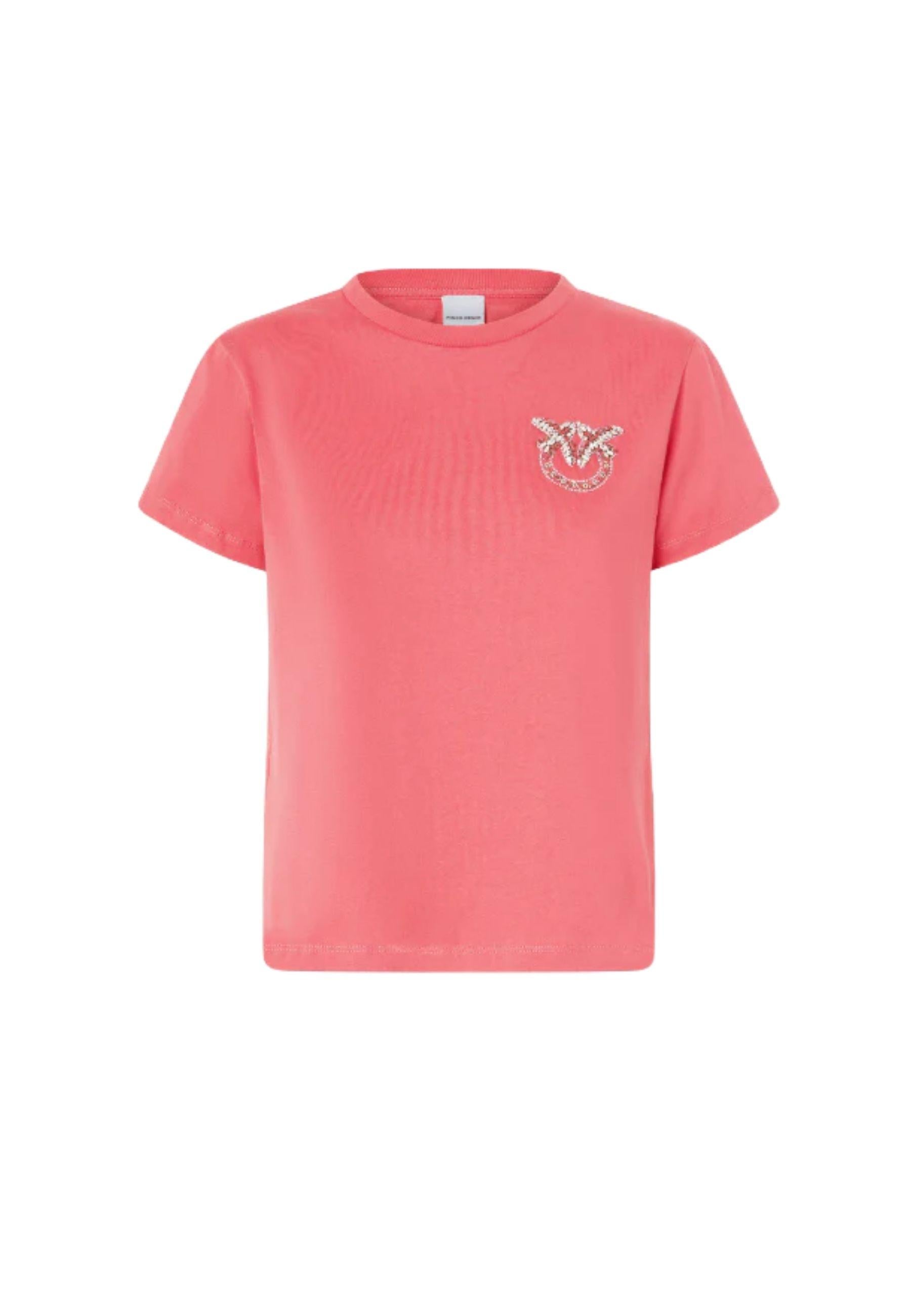T-shirt donna in jersey con ricamo gioiello Love Birds