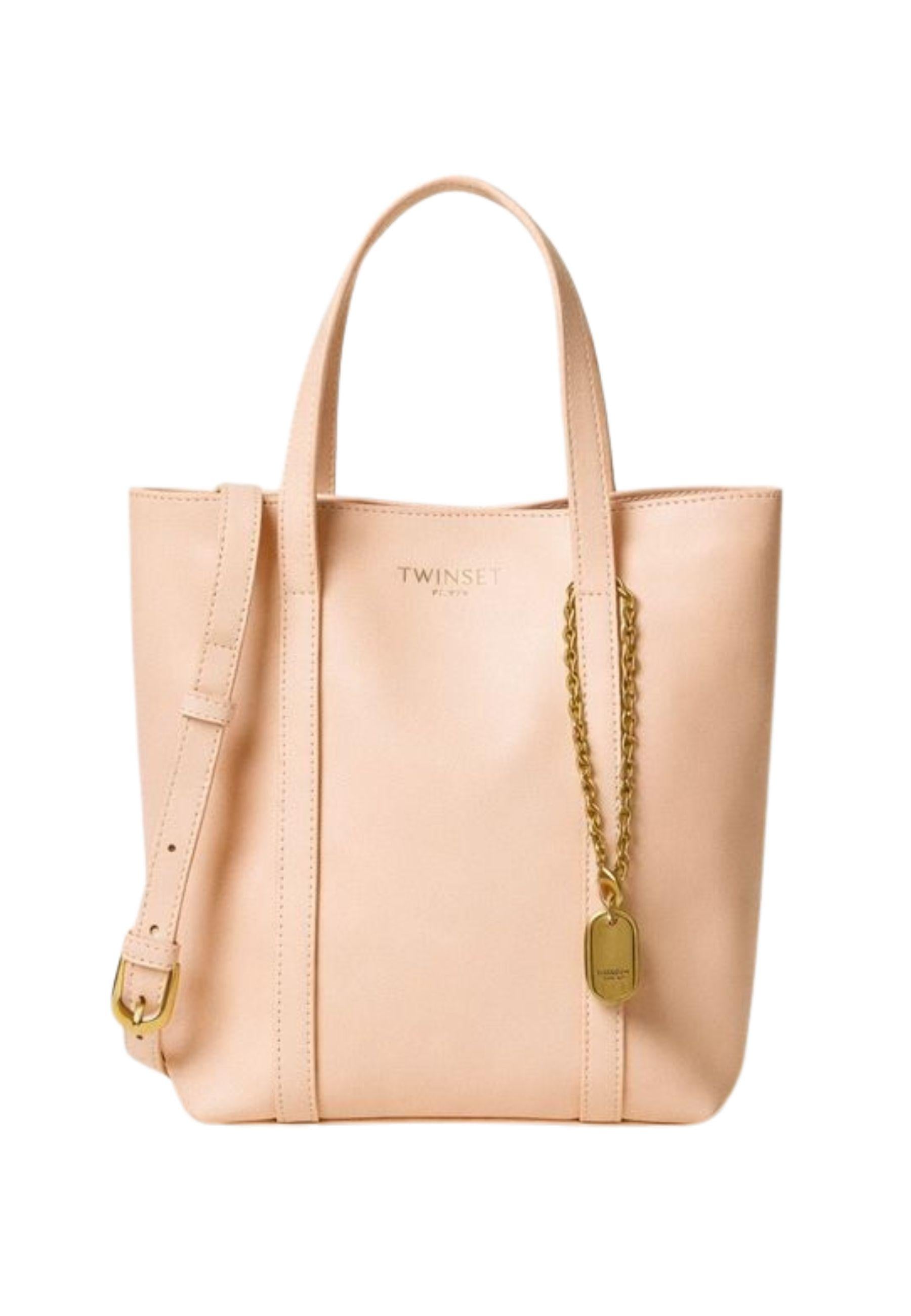 Borsa shopper in pelle con charm