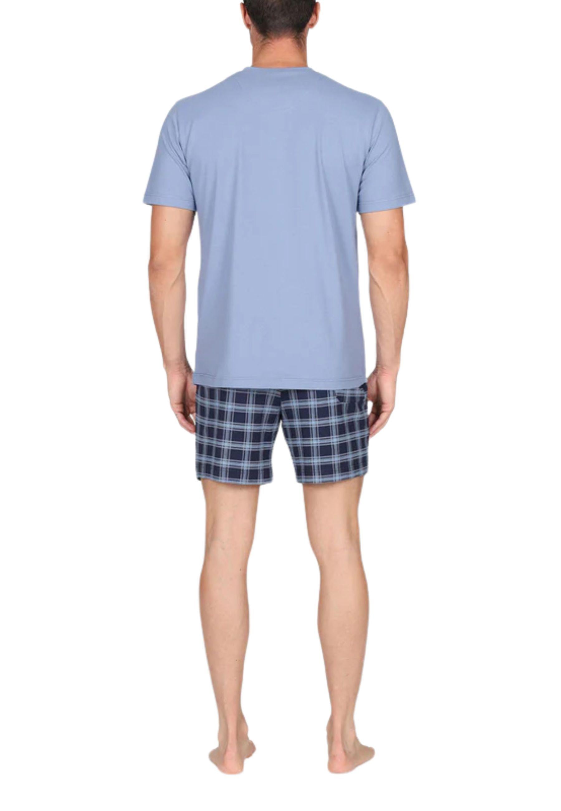 Pigiama corto, disegno scozzese in traspirante jersey di puro cotone s/z