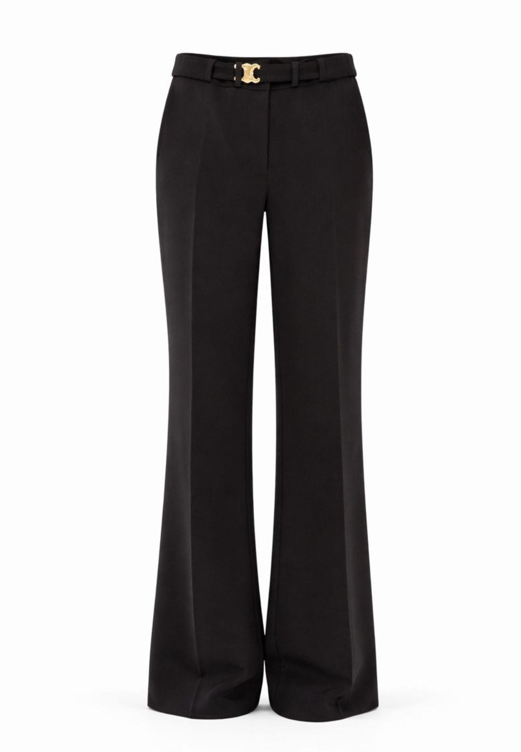 Pantalone nero a gamba dritta con cintura logata