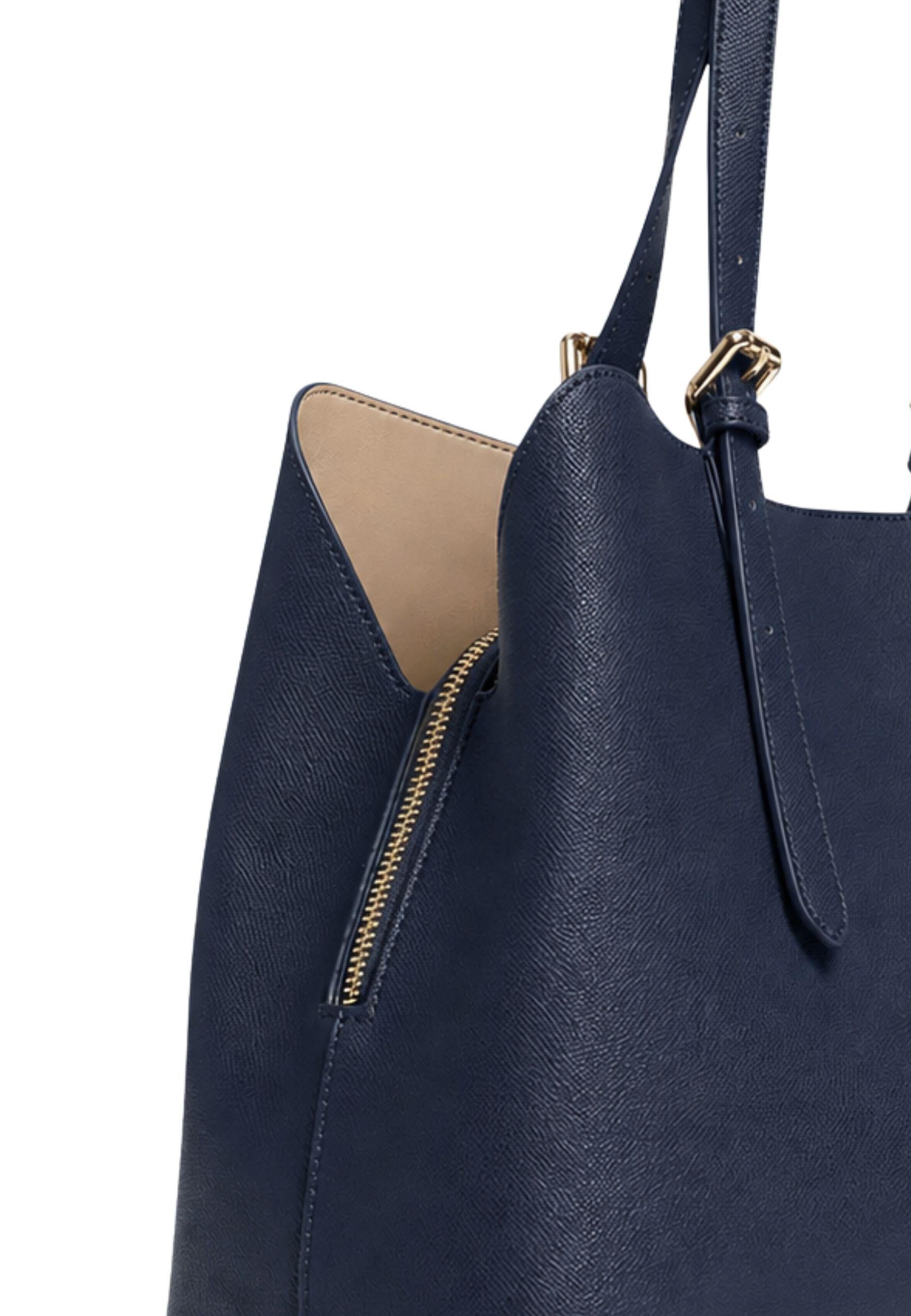 Twinset Borsa Tote Effetto Pelle Martellata Blu