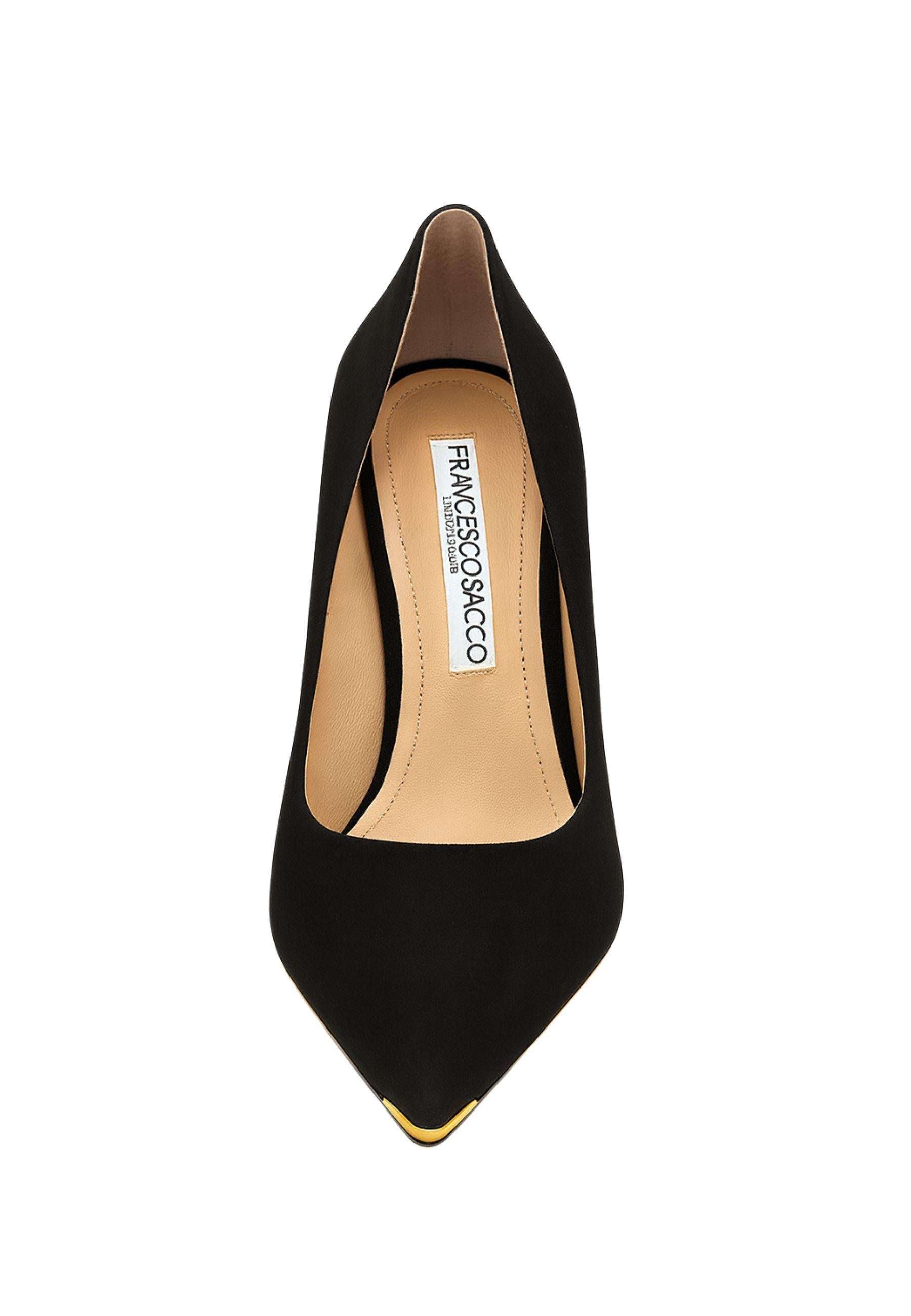 Francesco Sacco - Décolleté in Camoscio Nero con Punta Affusolata e Tacco 10 cm