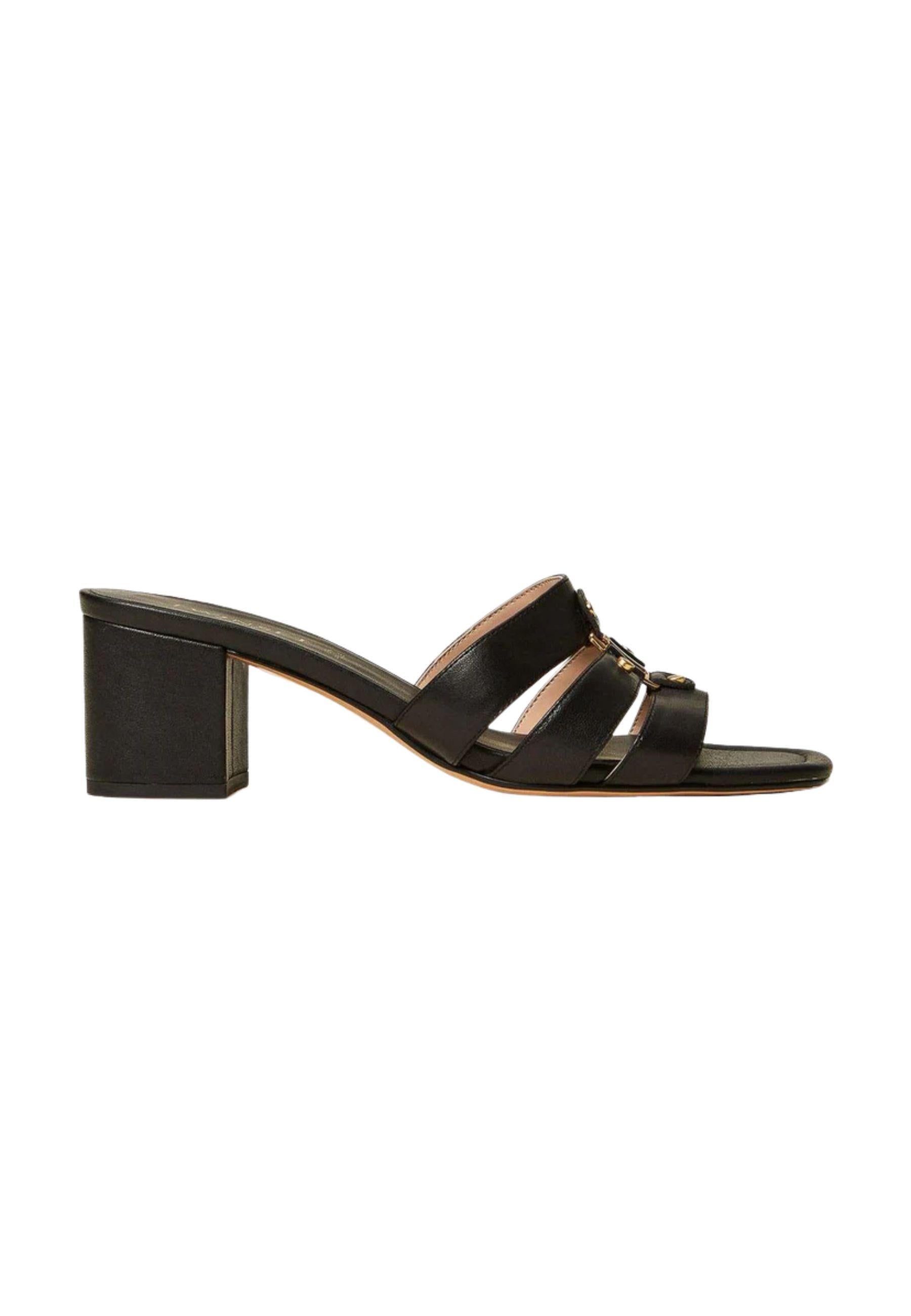 Sandali mules in pelle con logo
