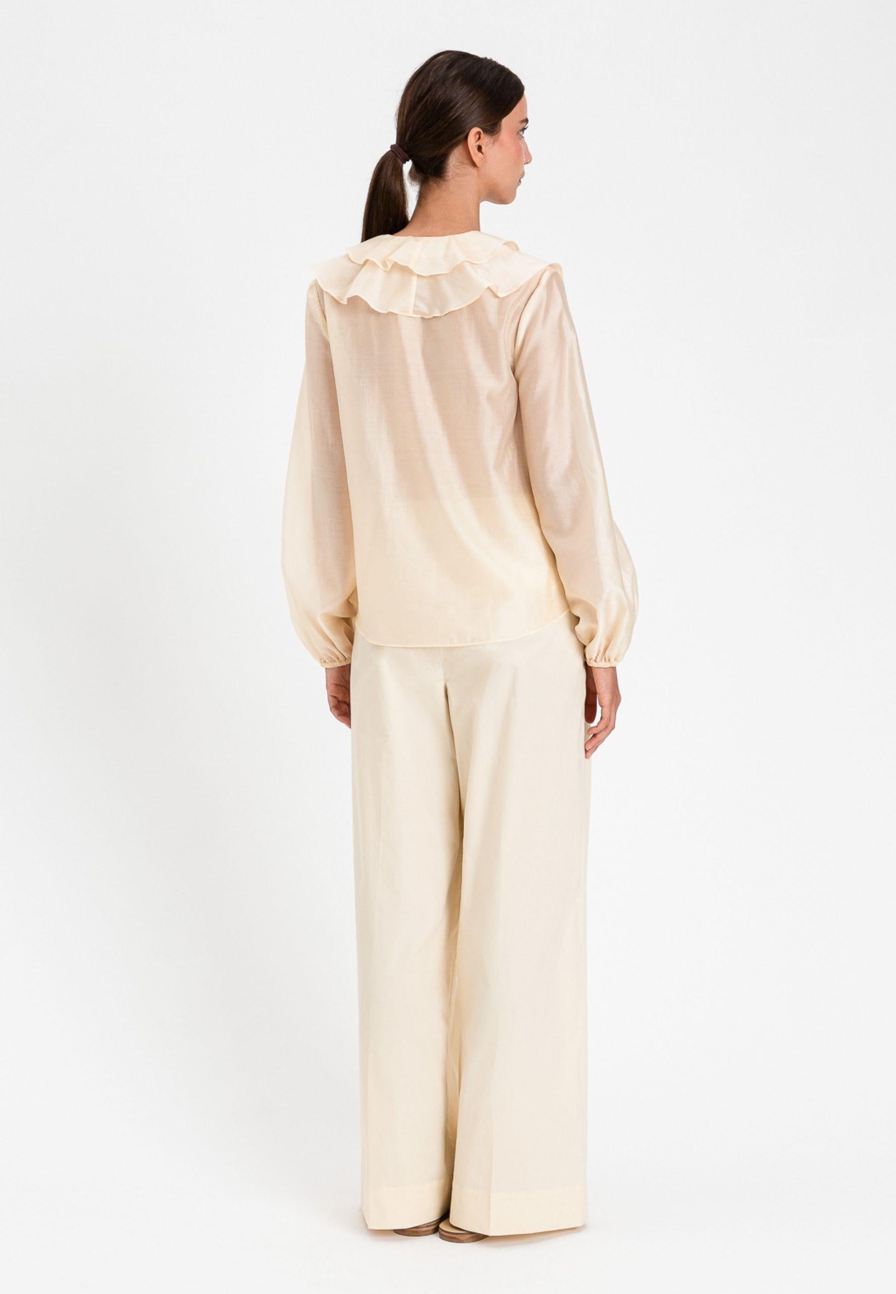 Twinset Blusa con Rouches in Lyocell Blend - Giallo Pastello