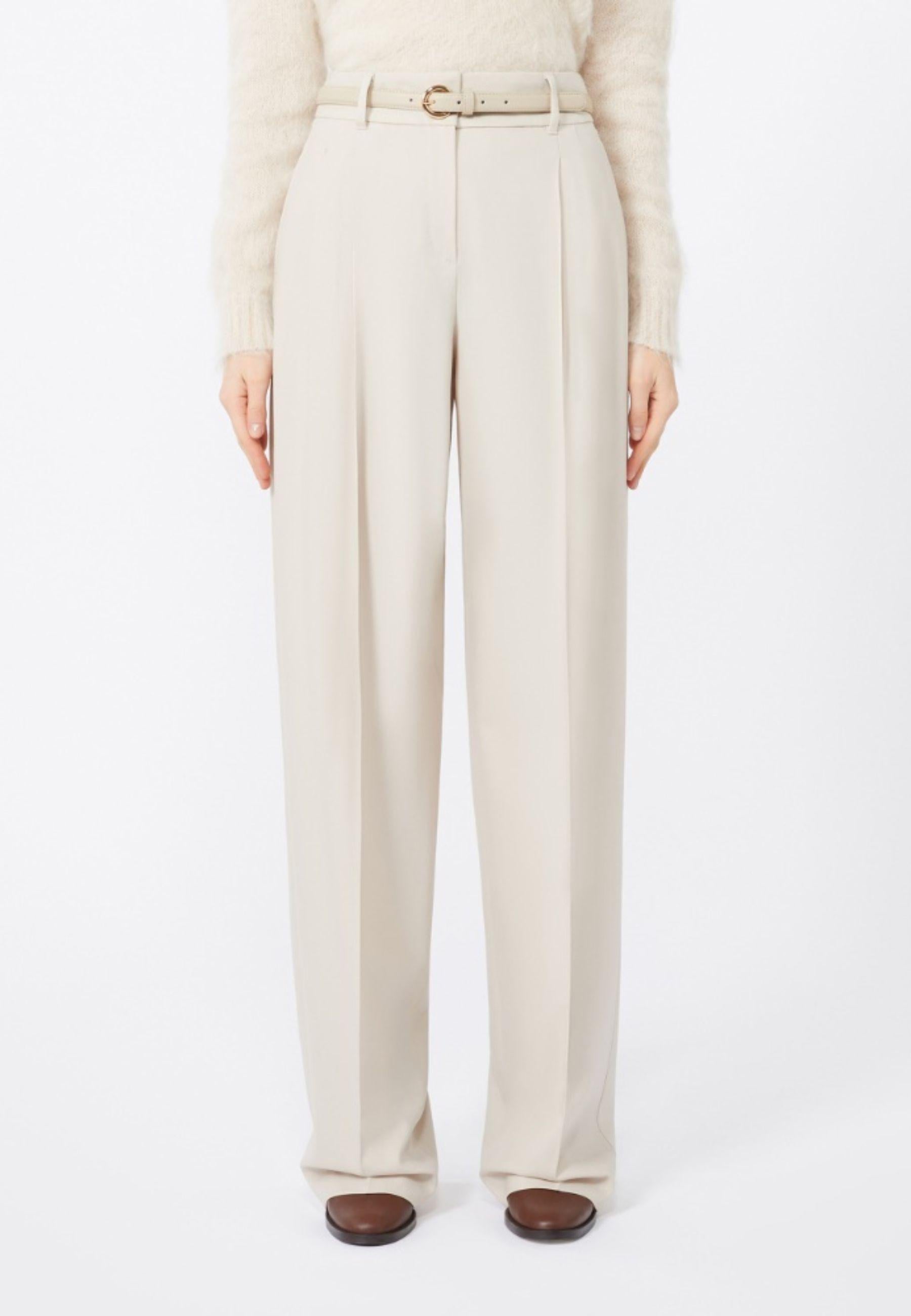 Pantalone in saglia di lana - Beige