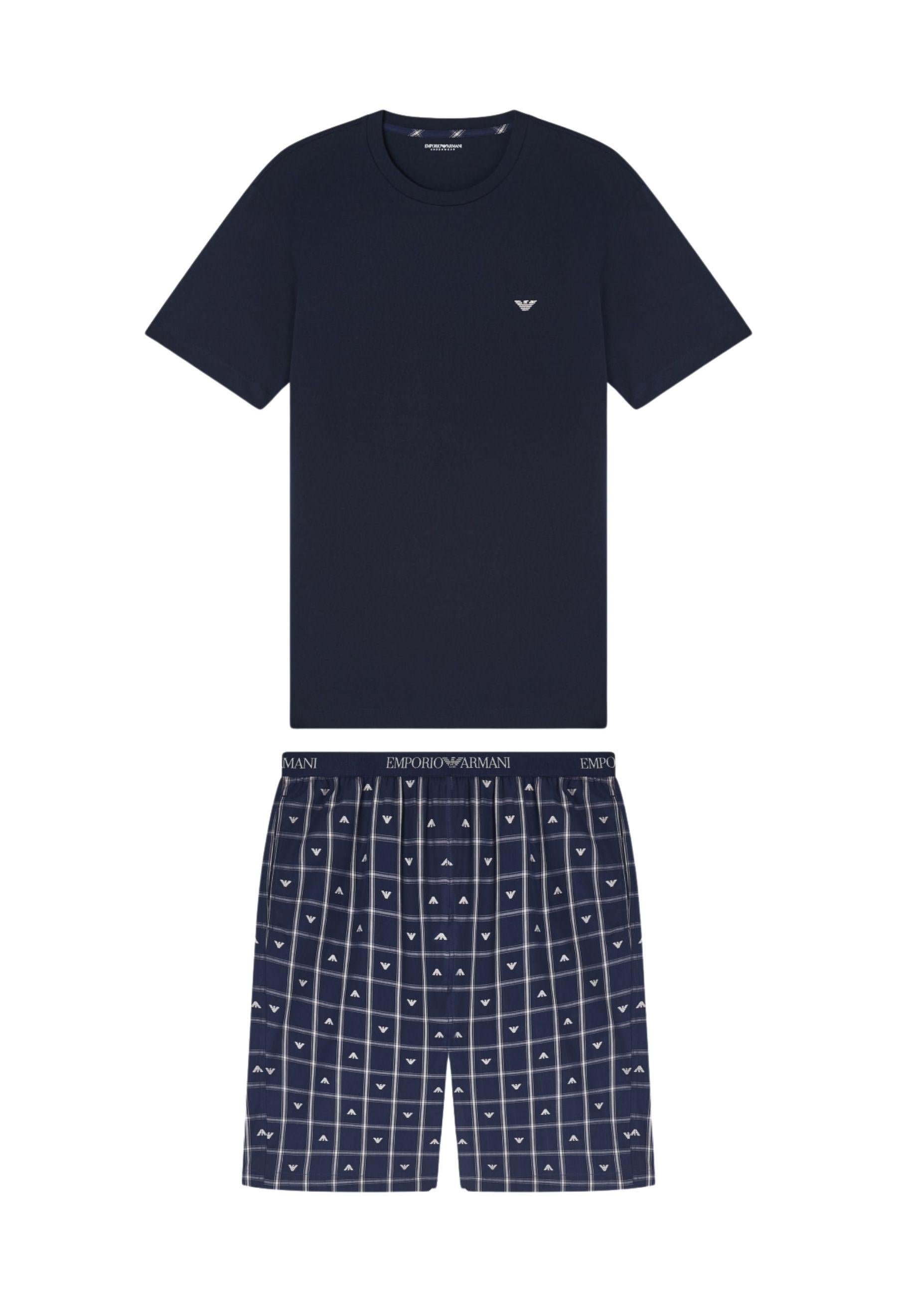 Emporio Armani - Pigiama con bermuda logo jacquard