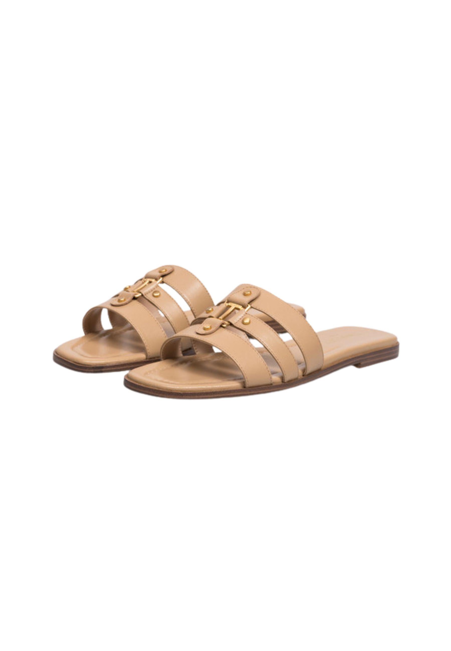 Sandali slide in pelle con logo