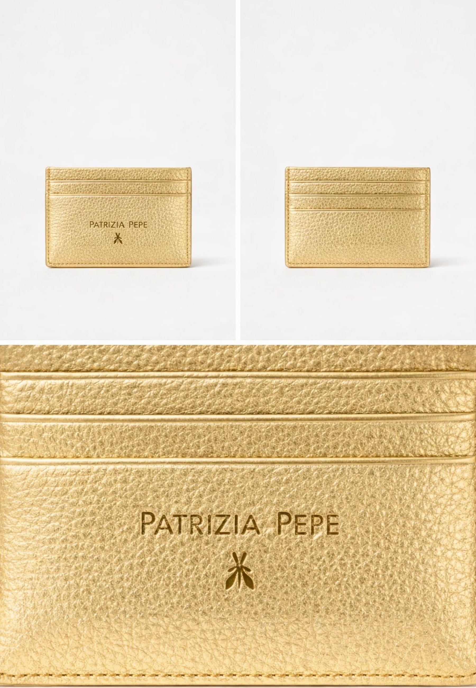 Portacarte Patrizia Pepe in pelle a grana con logo Fly