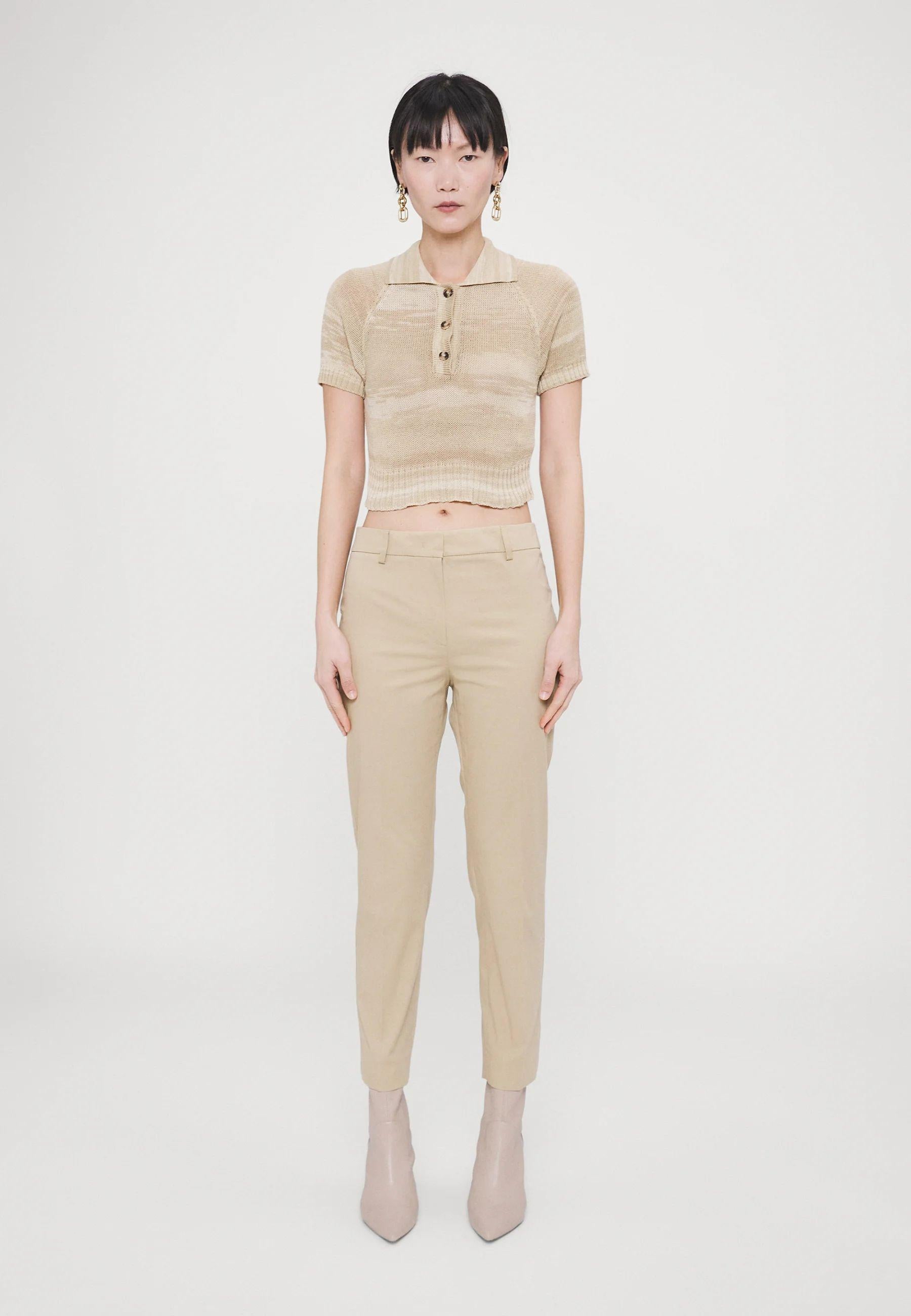 Pantalone Slim Fit in Gabardina di Cotone Stretch