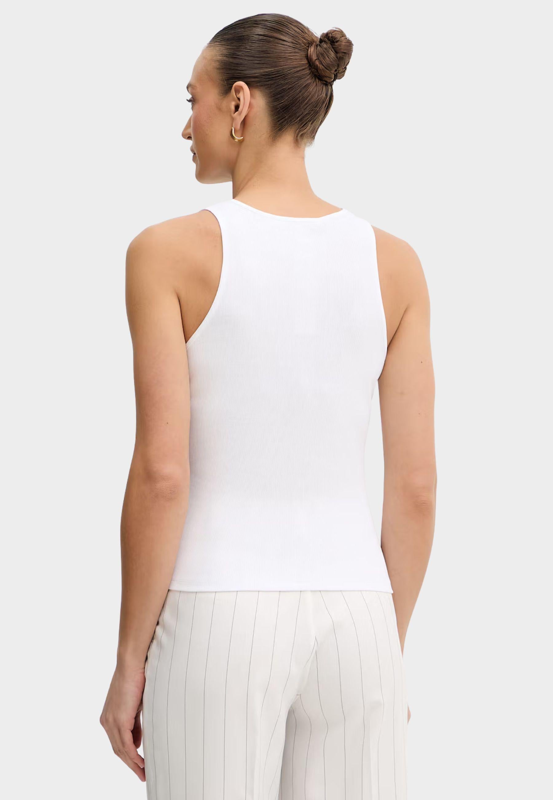 Twinset - Top smanicato in cotone con dettaglio gioiello
