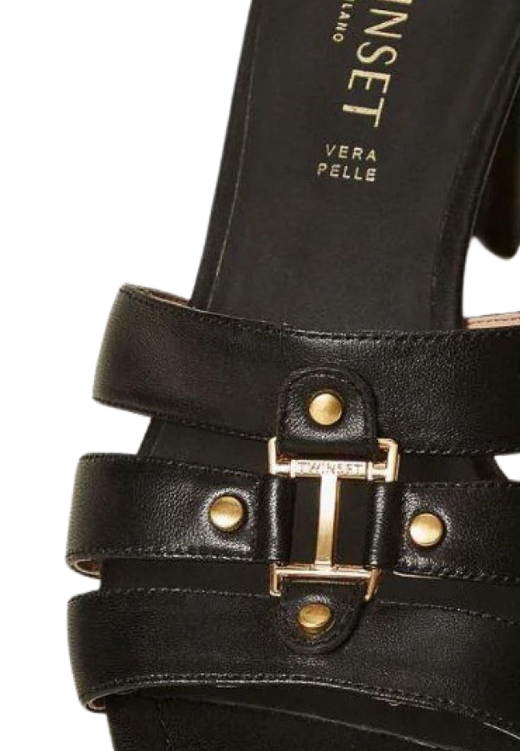 Sandali mules in pelle con logo