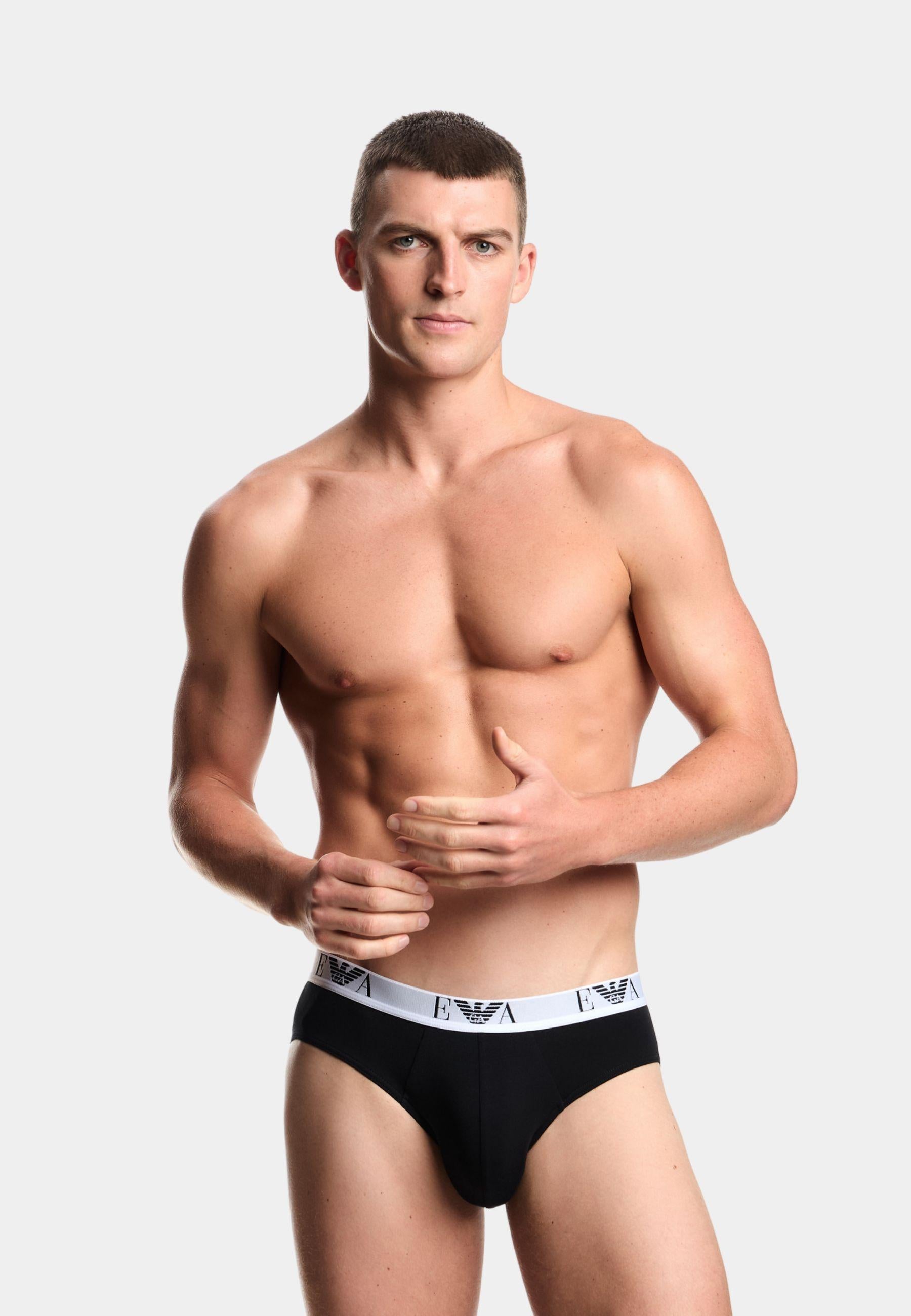 Pack 3 slip Emporio Armani Essentials in jersey stretch di cotone