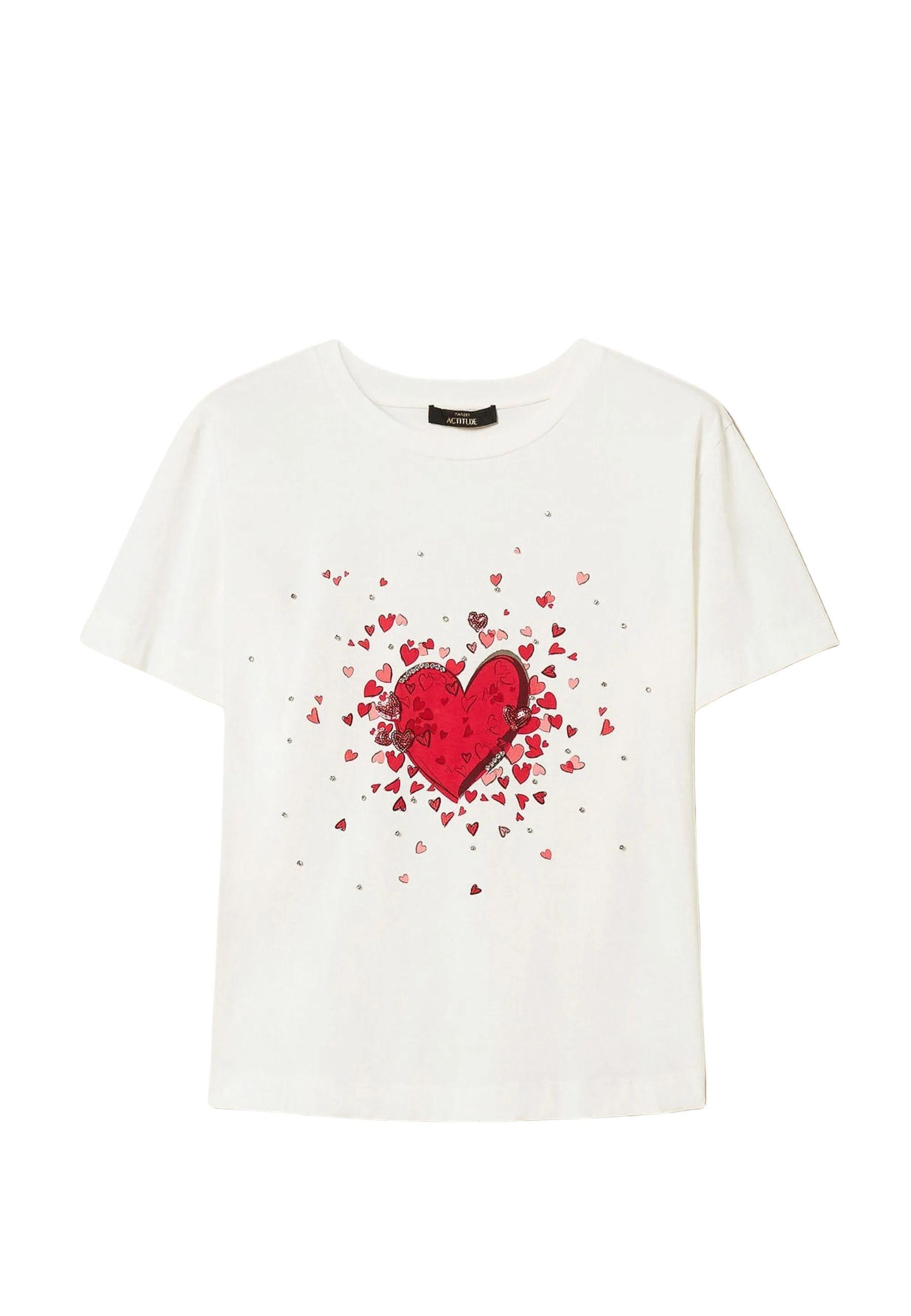 T-shirt con stampa e strass Actitude
