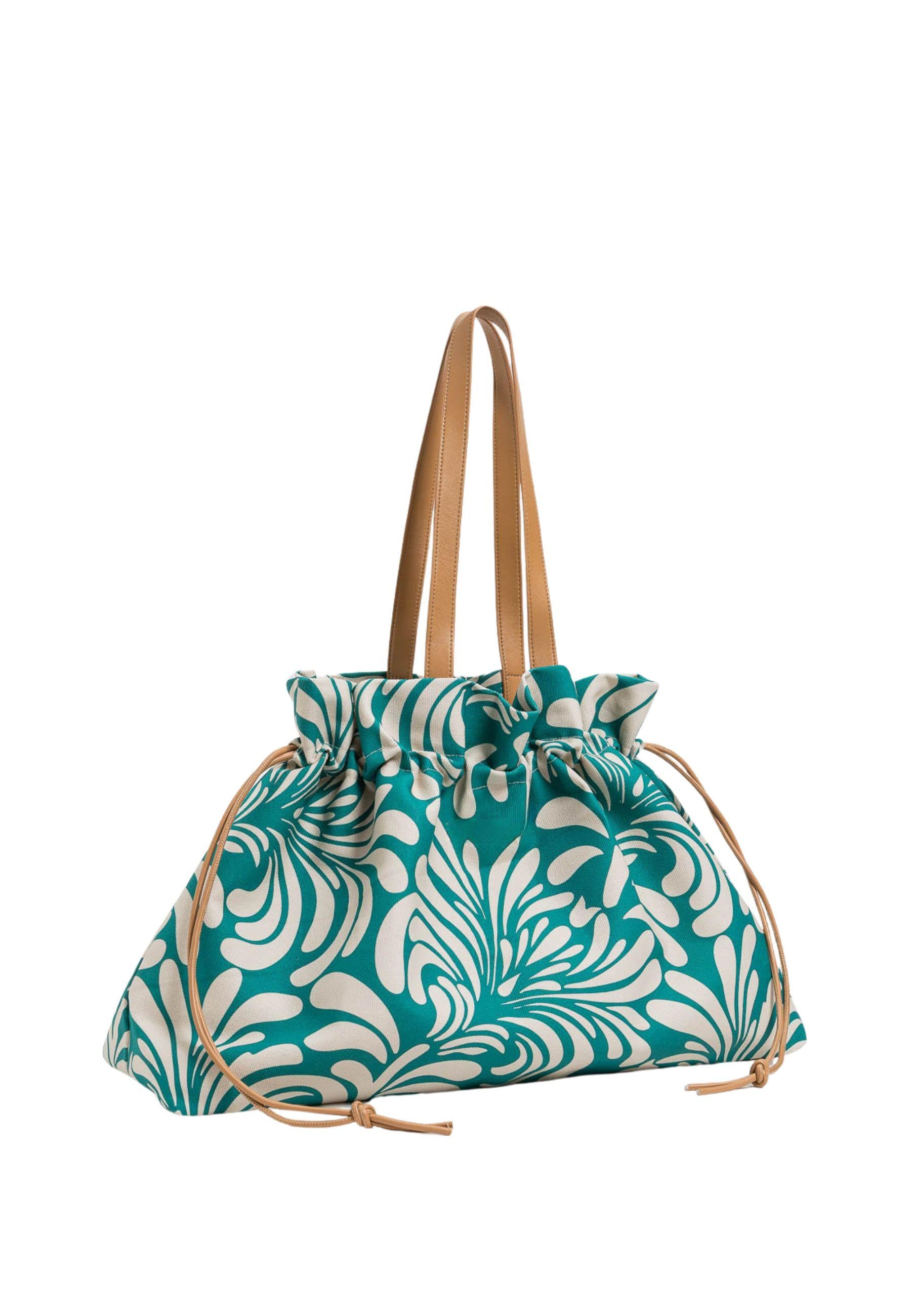 Borsa shopper in canvas stampa botanica