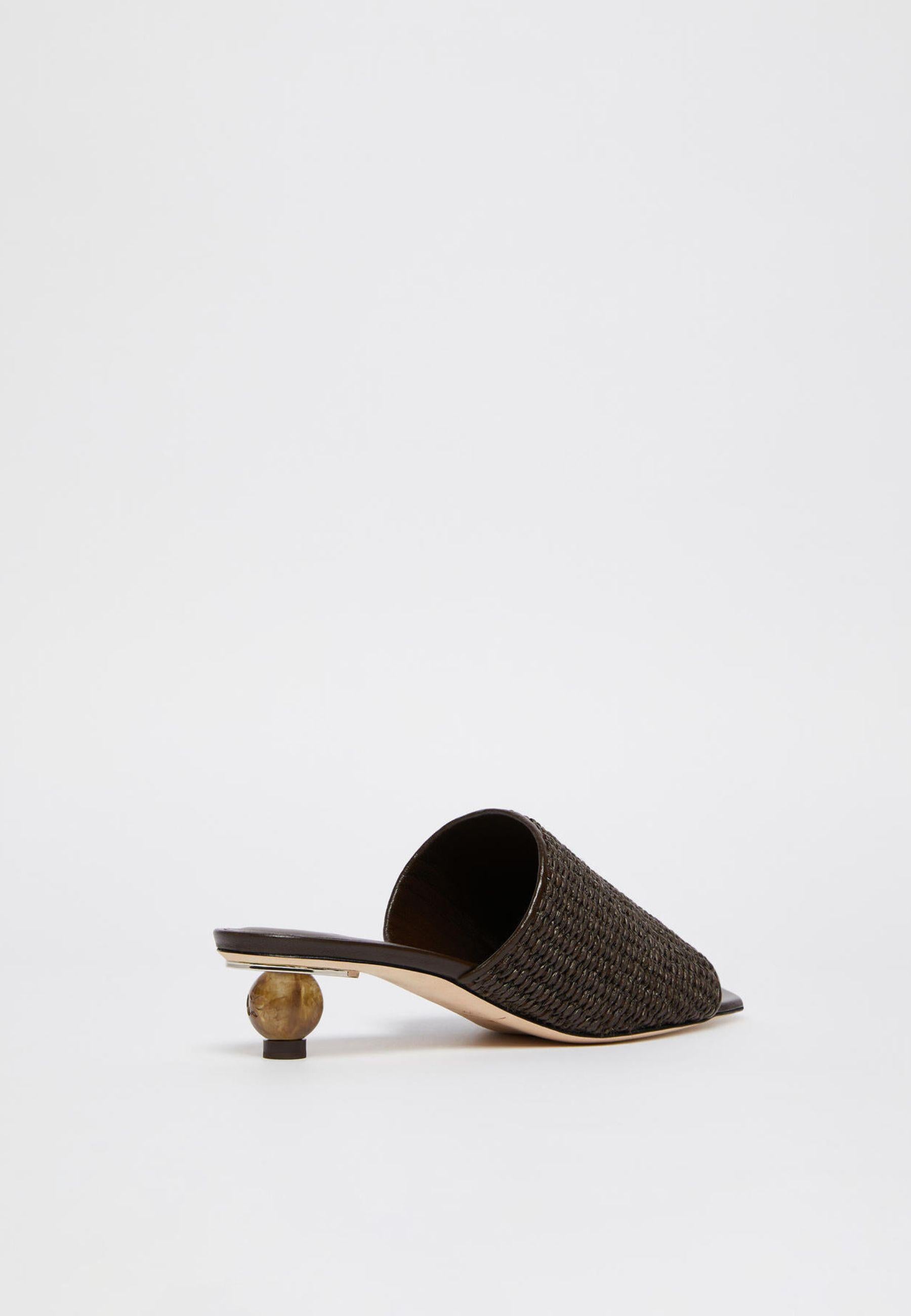 Weekend Max Mara - Sandalo mule effetto rafia con tacco boule