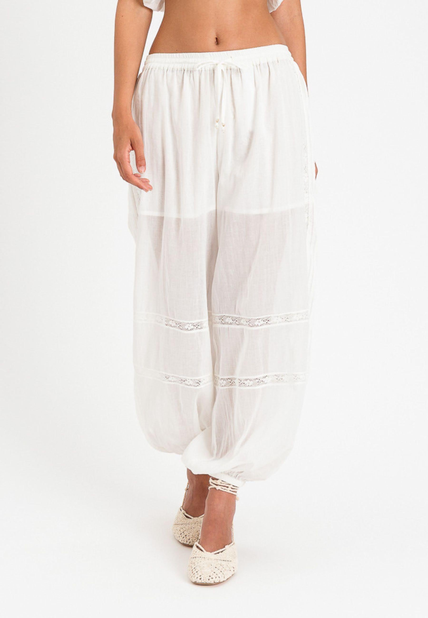Pantalone Twinset U&B in cotone con inserti in pizzo