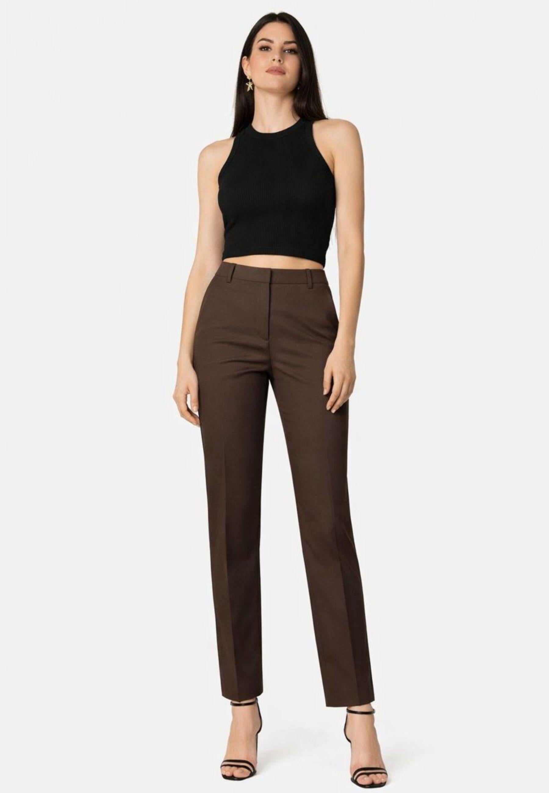 Pantalone a sigaretta in gabardina di cotone stretch