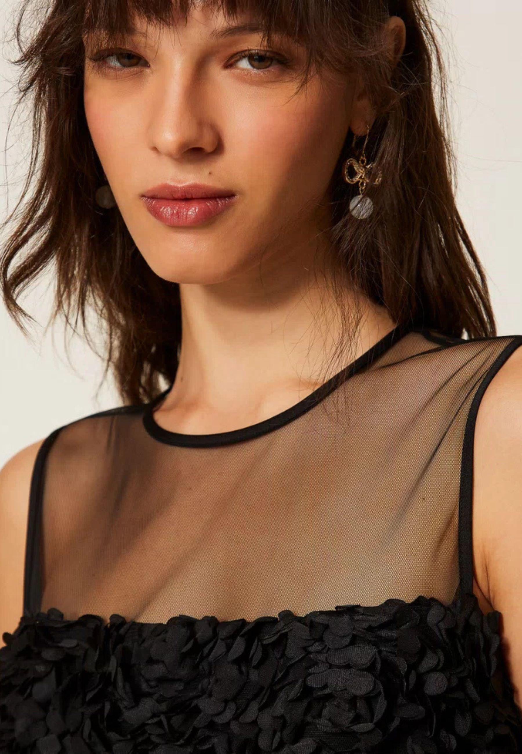 Abito corto in tulle con fiori 3D Actitude Twinset