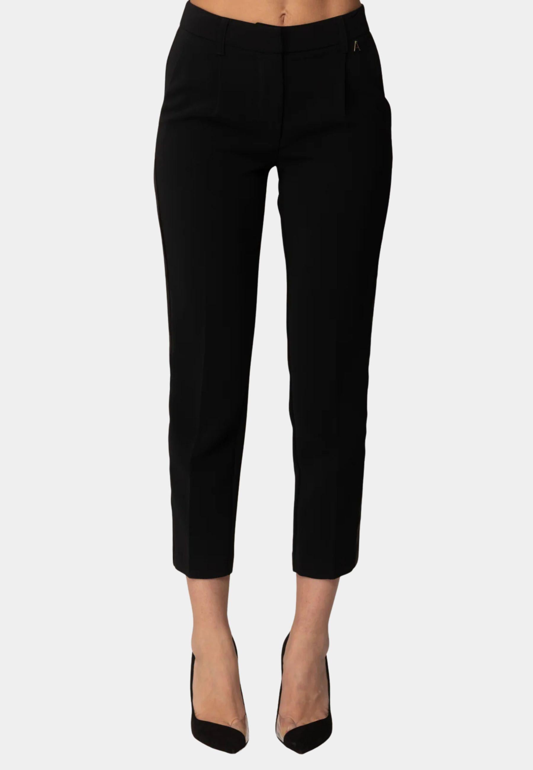 Pantaloni Cropped Twinset Actitude in Crêpe - Nero