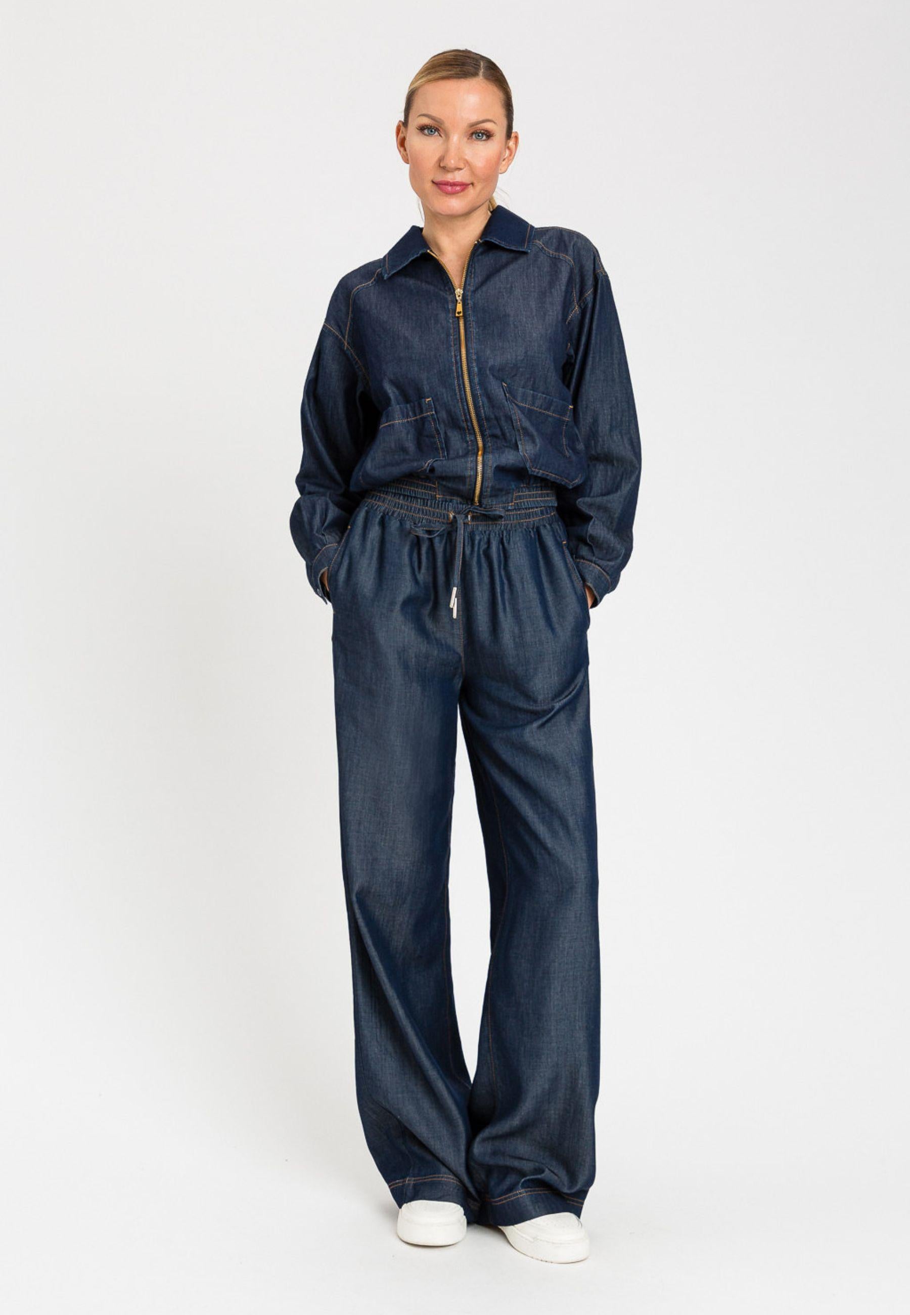 Pantaloni ampi in chambray