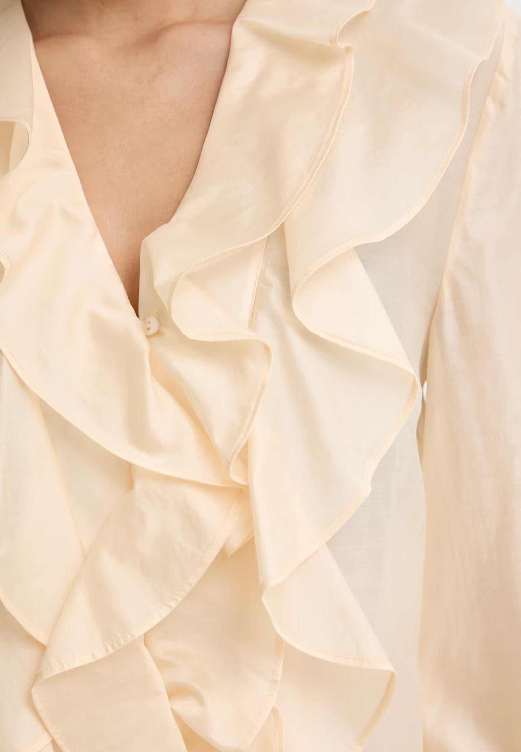 Twinset Blusa con Rouches in Lyocell Blend - Giallo Pastello
