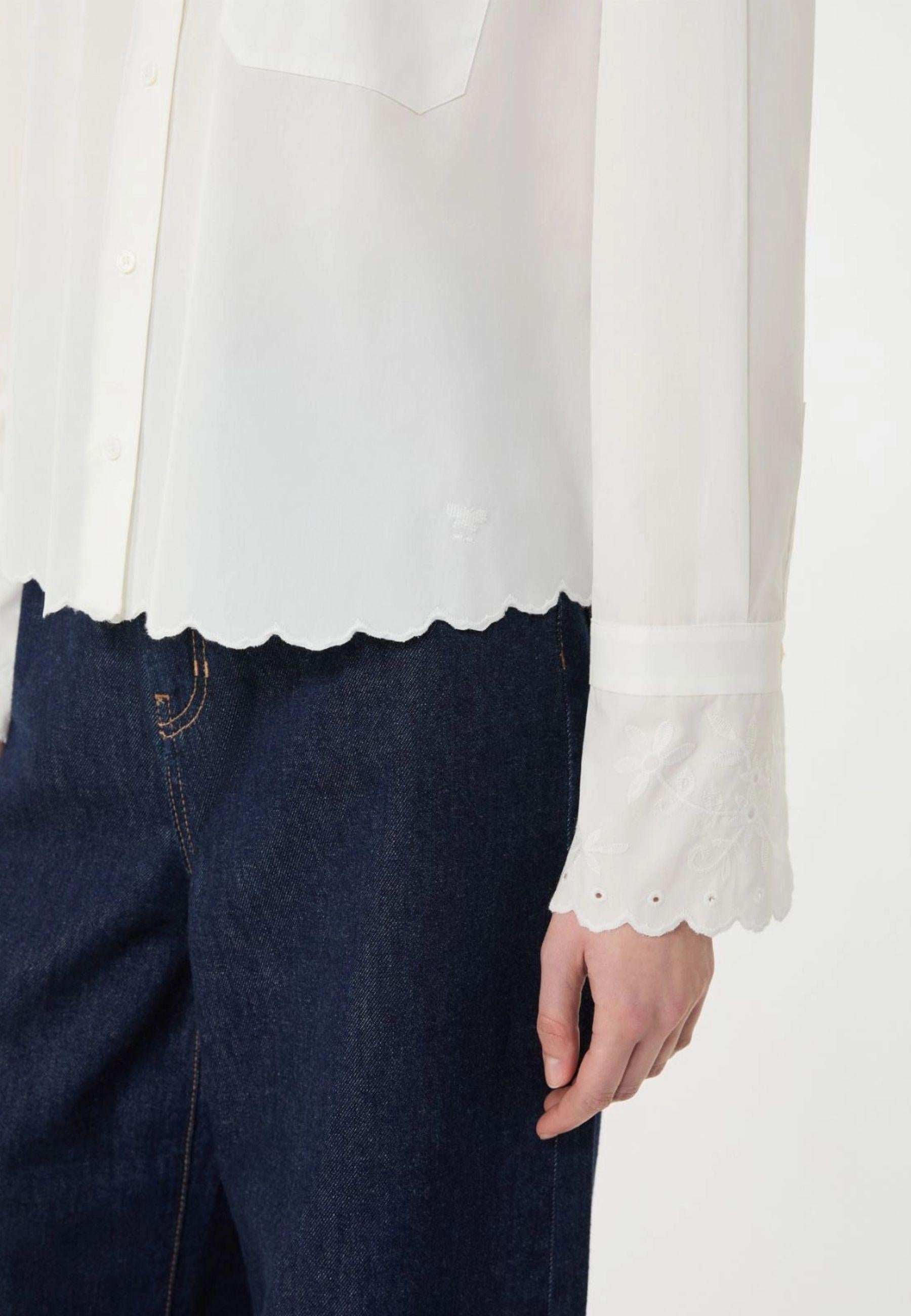 Camicia in cotone con taschino - BIANCO AVORIO