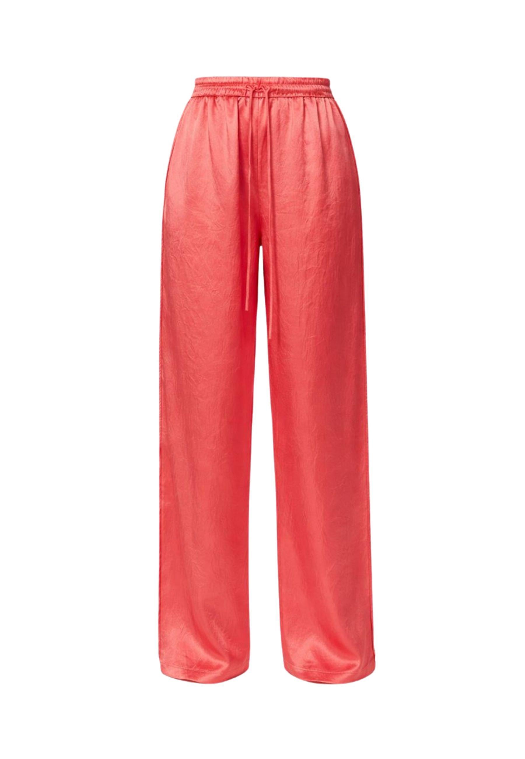 Pantalone palazzo in satin rosa