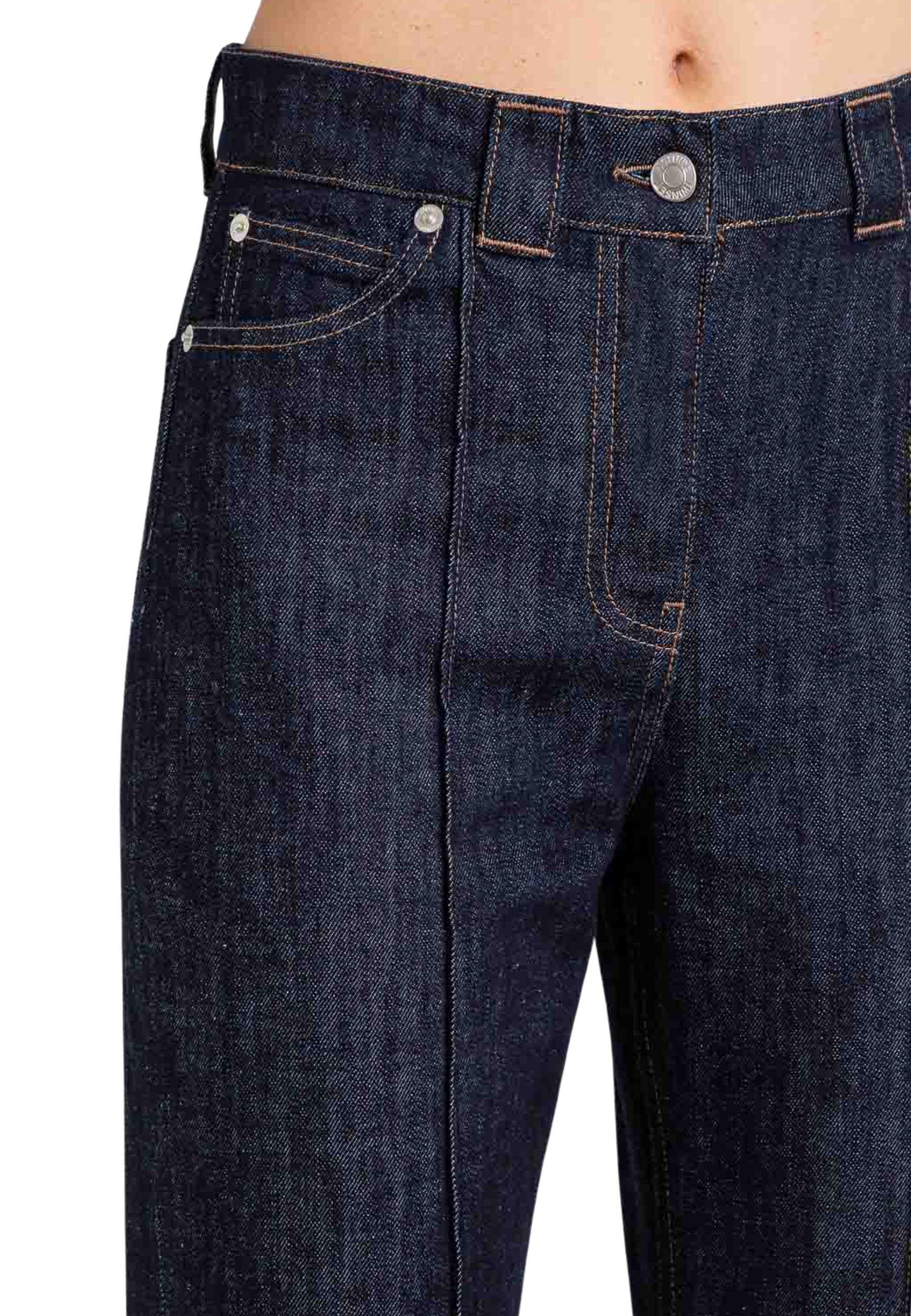 Twinset Jeans cropped a gamba dritta in denim scuro