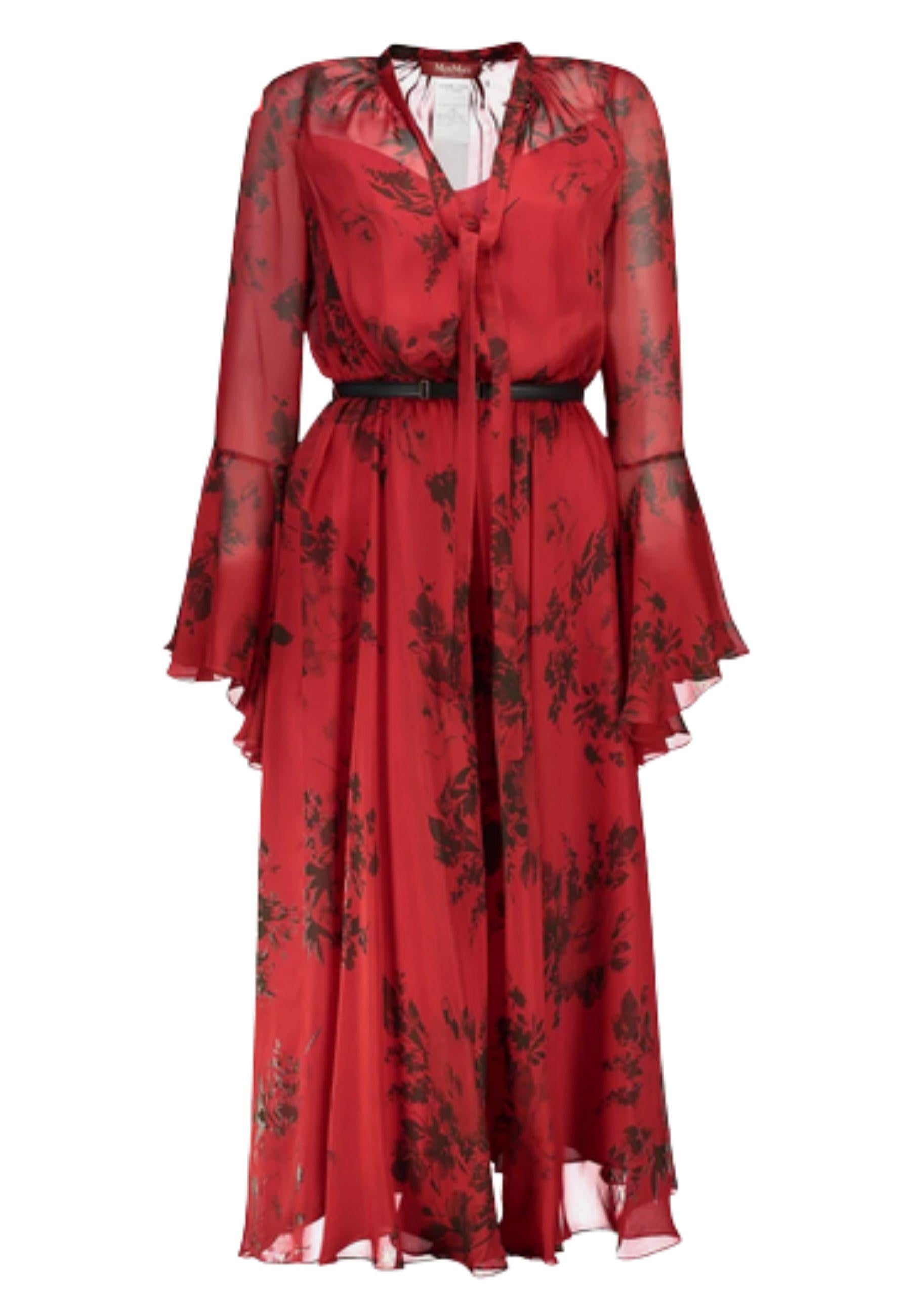 Max Mara Studio - Abito midi in seta stampata con sottoveste