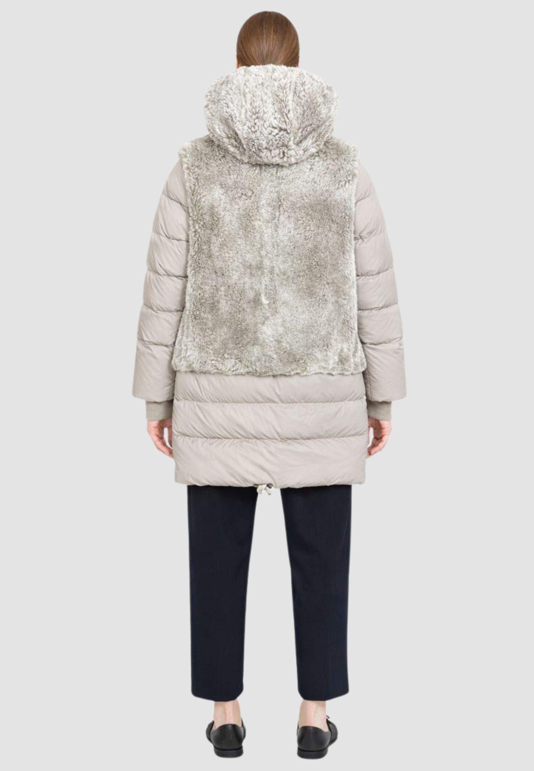 Piumino con inserti in pelle di pecora