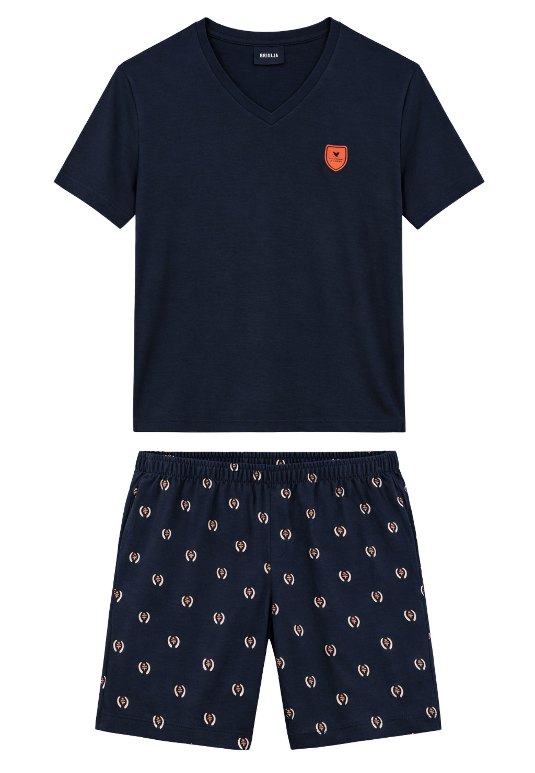 Pigiama Corto Uomo Julipet in Cotone - Blu Fantasia Tennis
