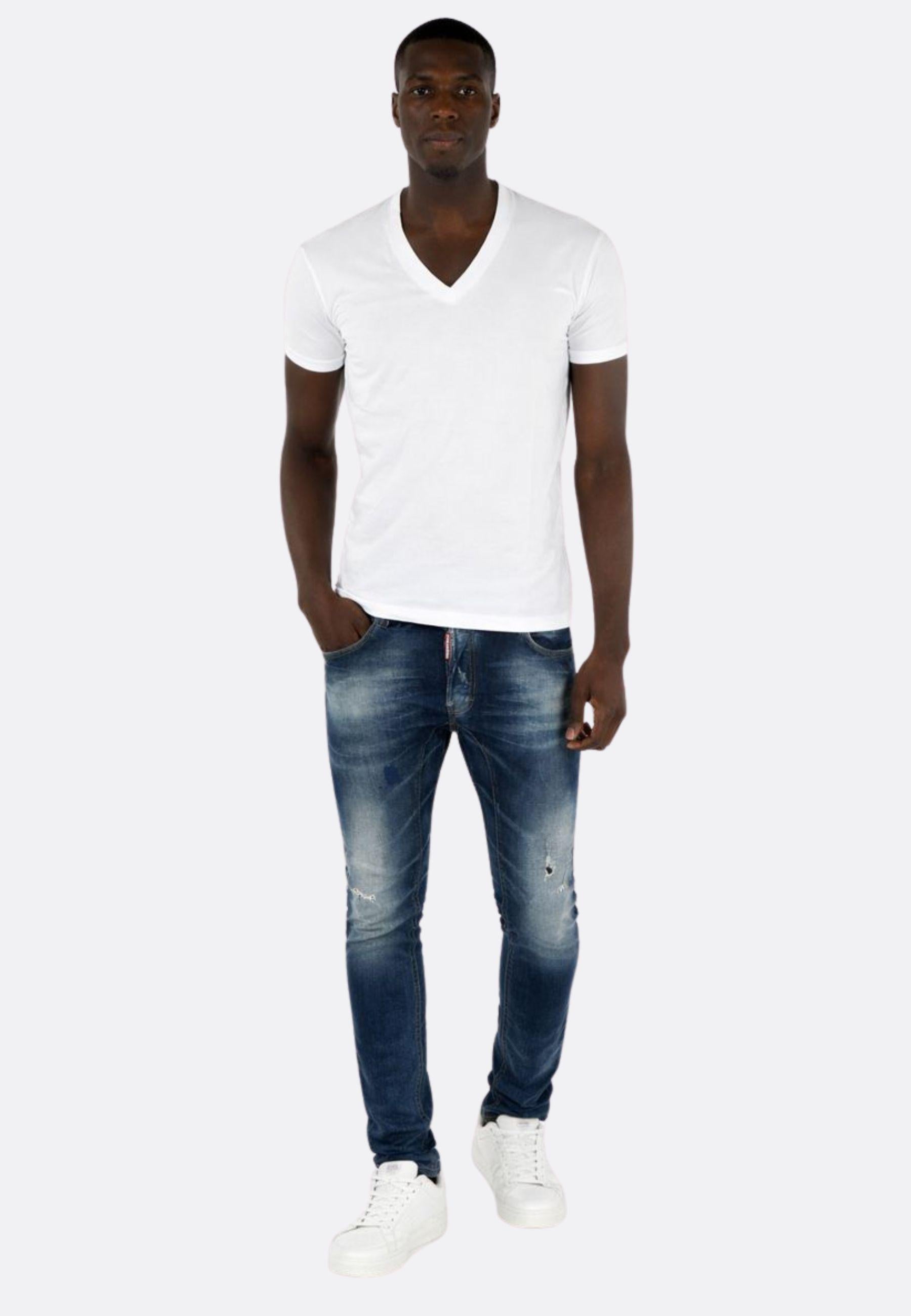 T-Shirt Uomo Scollo a V in Jersey
