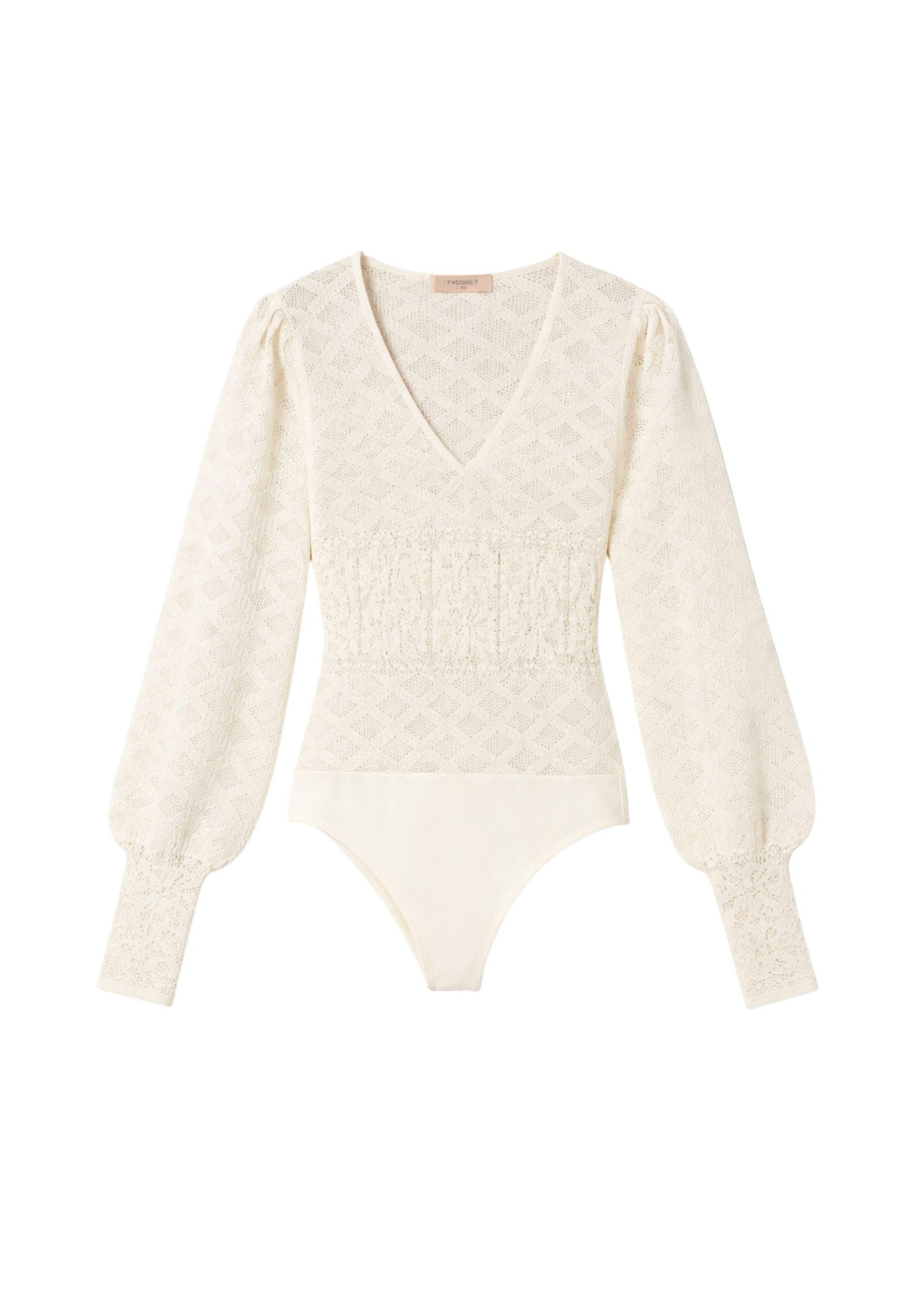 Body in maglia con disegno floreale